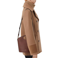 Petit sac seau Pocket en cuir - Tan