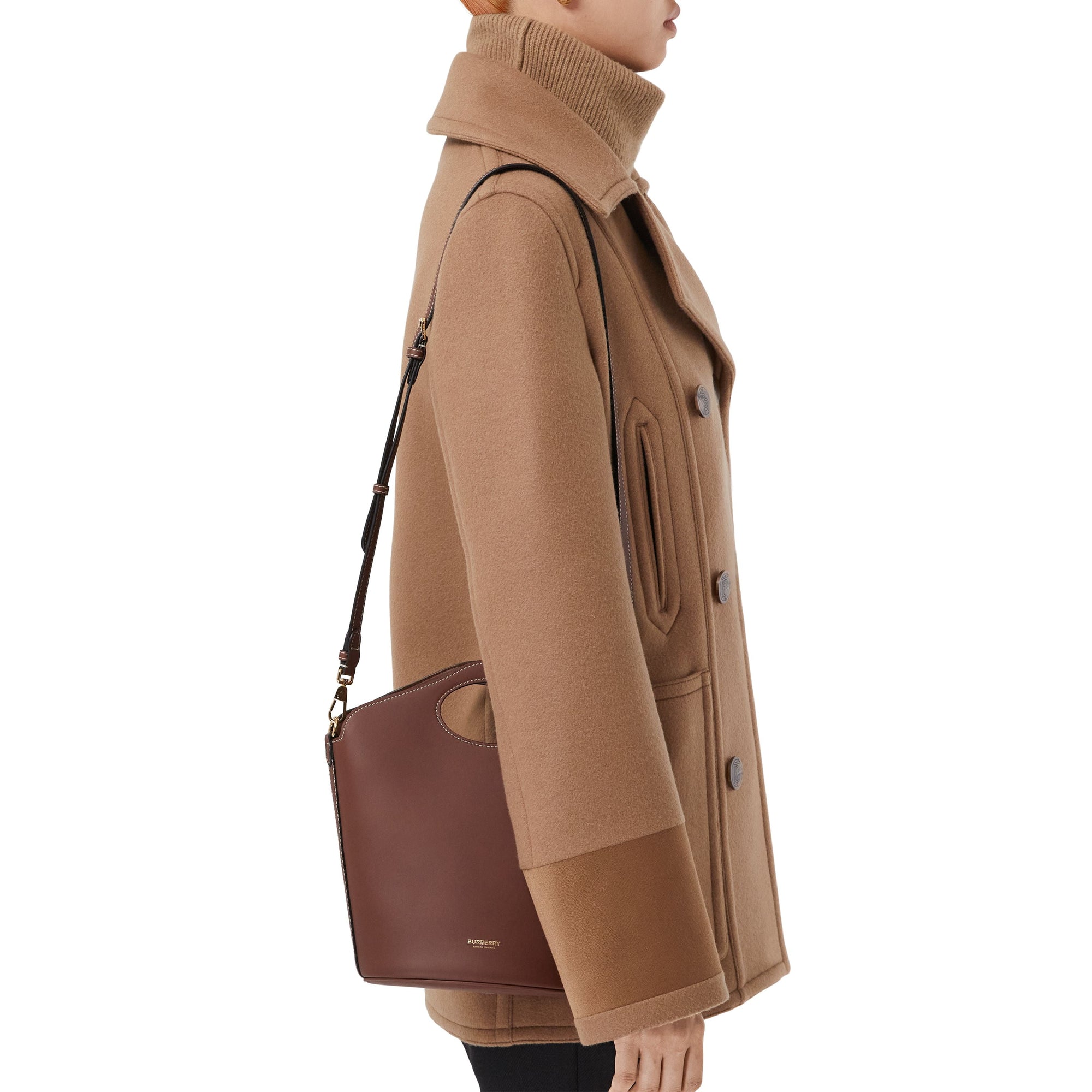 Petit sac seau Pocket en cuir - Tan
