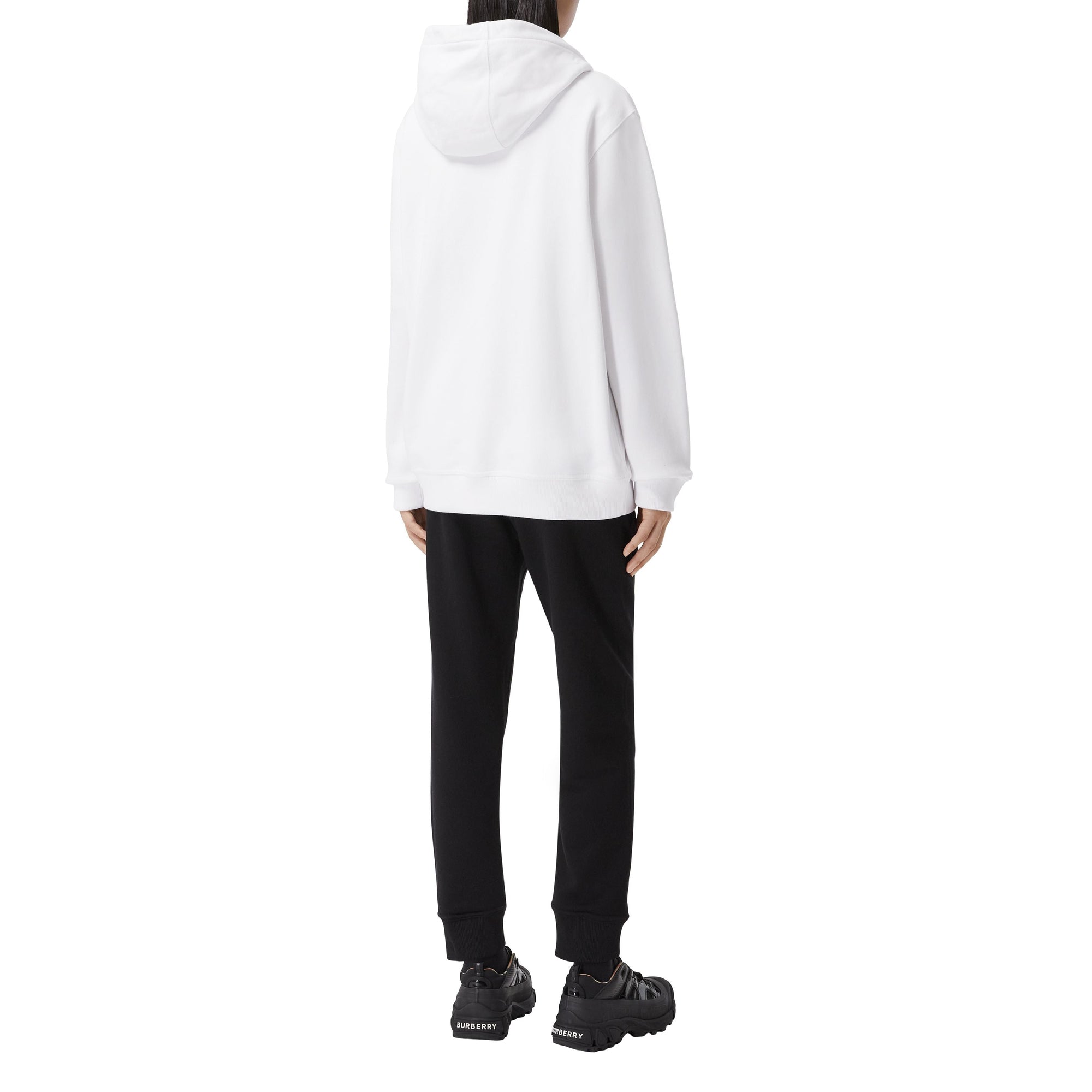 Haut à capuche en coton à motif cœur unisexe - White