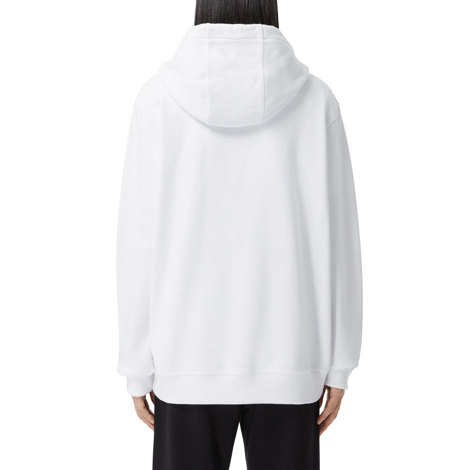 Haut à capuche en coton à motif cœur unisexe - White