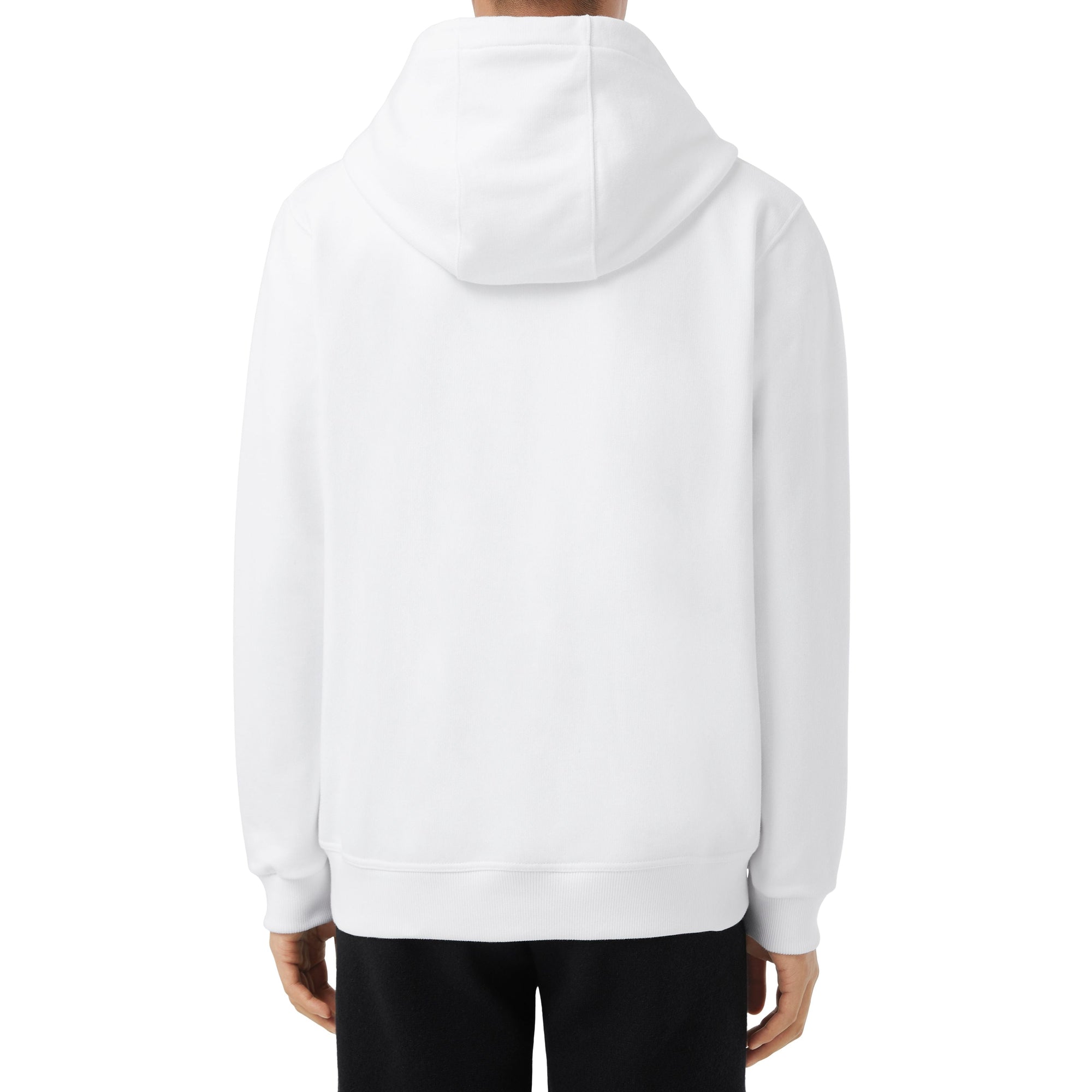 Haut à capuche en coton à motif cœur unisexe - White