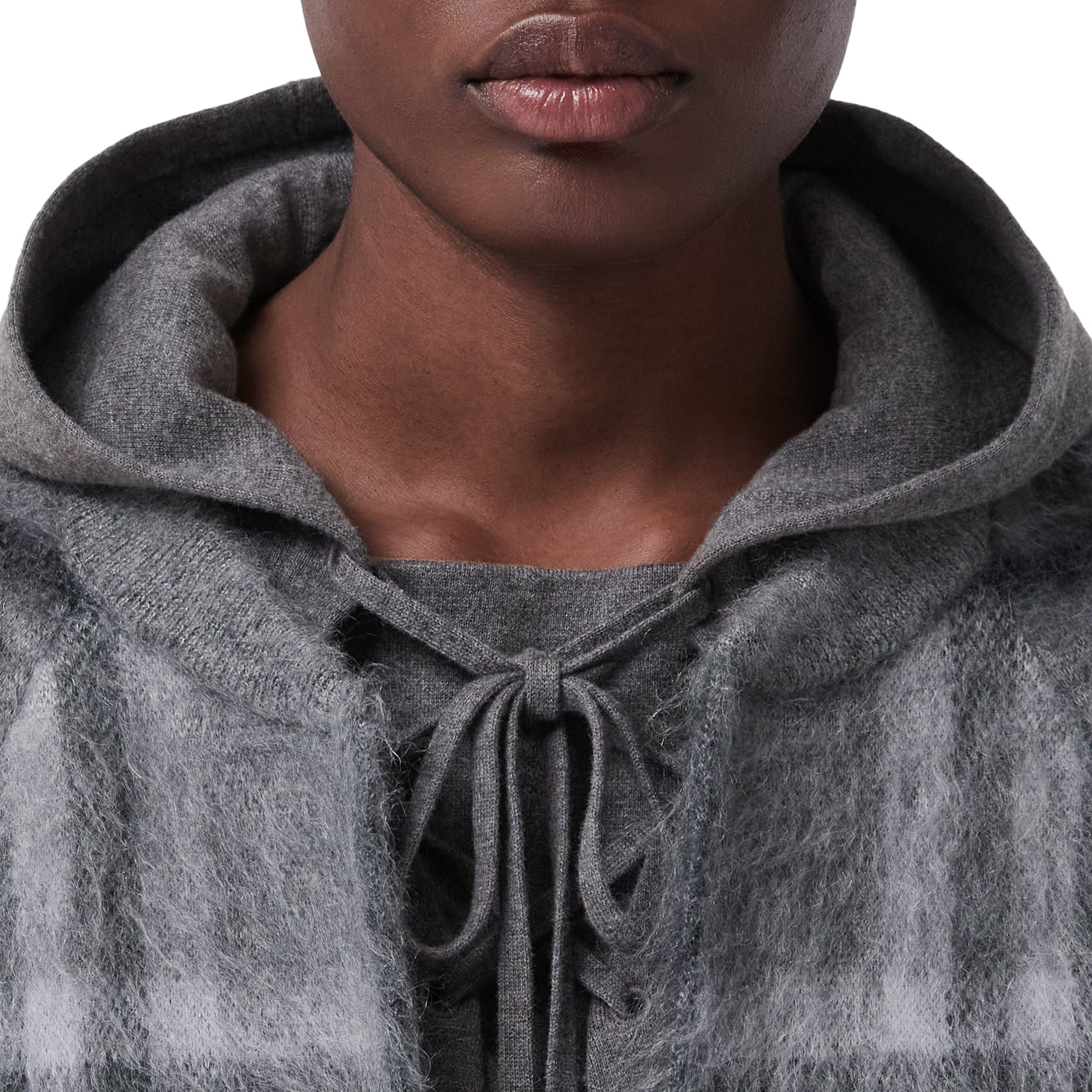 Cardigan sur mesure en mohair et soie mélangés Check - Shale Grey