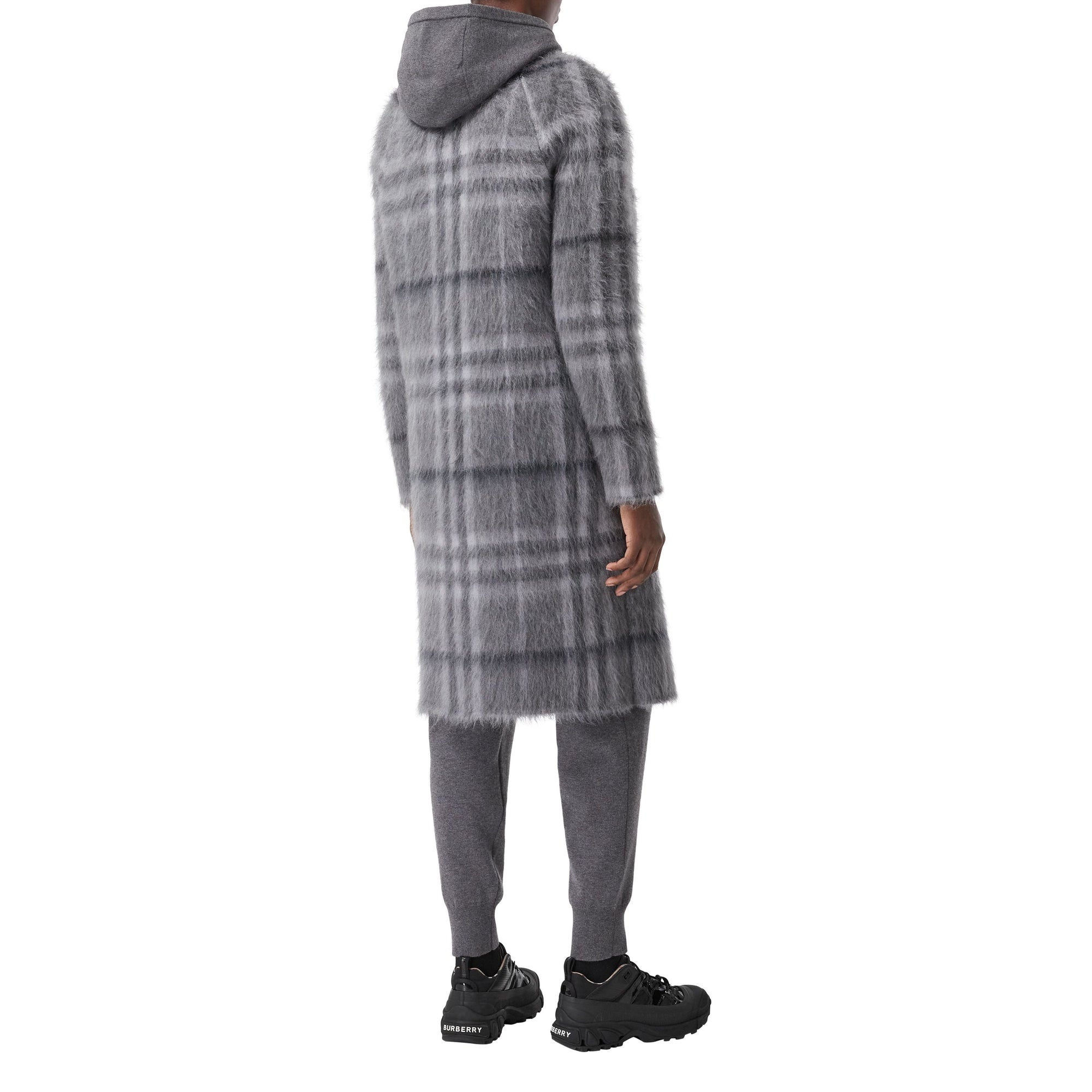 Cardigan sur mesure en mohair et soie mélangés Check - Shale Grey