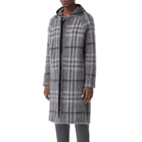 Cardigan sur mesure en mohair et soie mélangés Check - Shale Grey