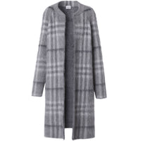 Cardigan sur mesure en mohair et soie mélangés Check - Shale Grey