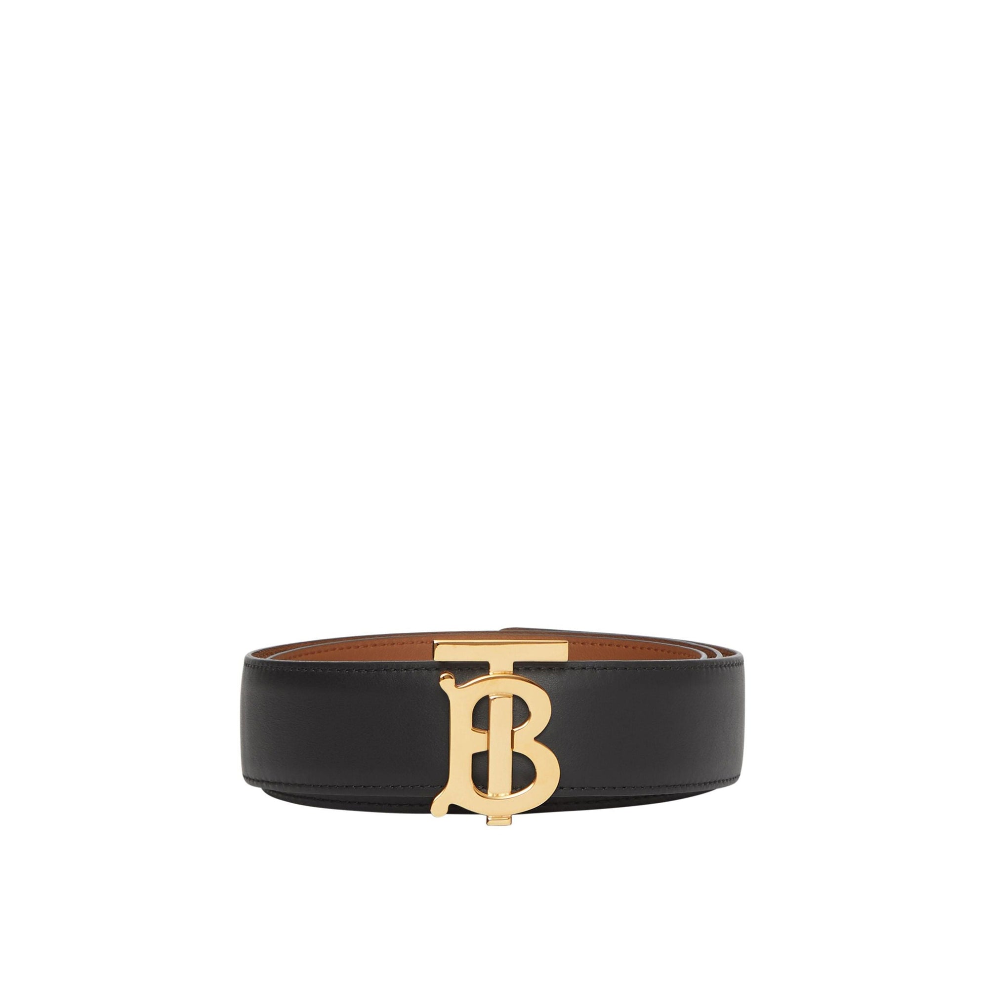 Ceinture réversible en cuir monogramme - Black & Malt Brown