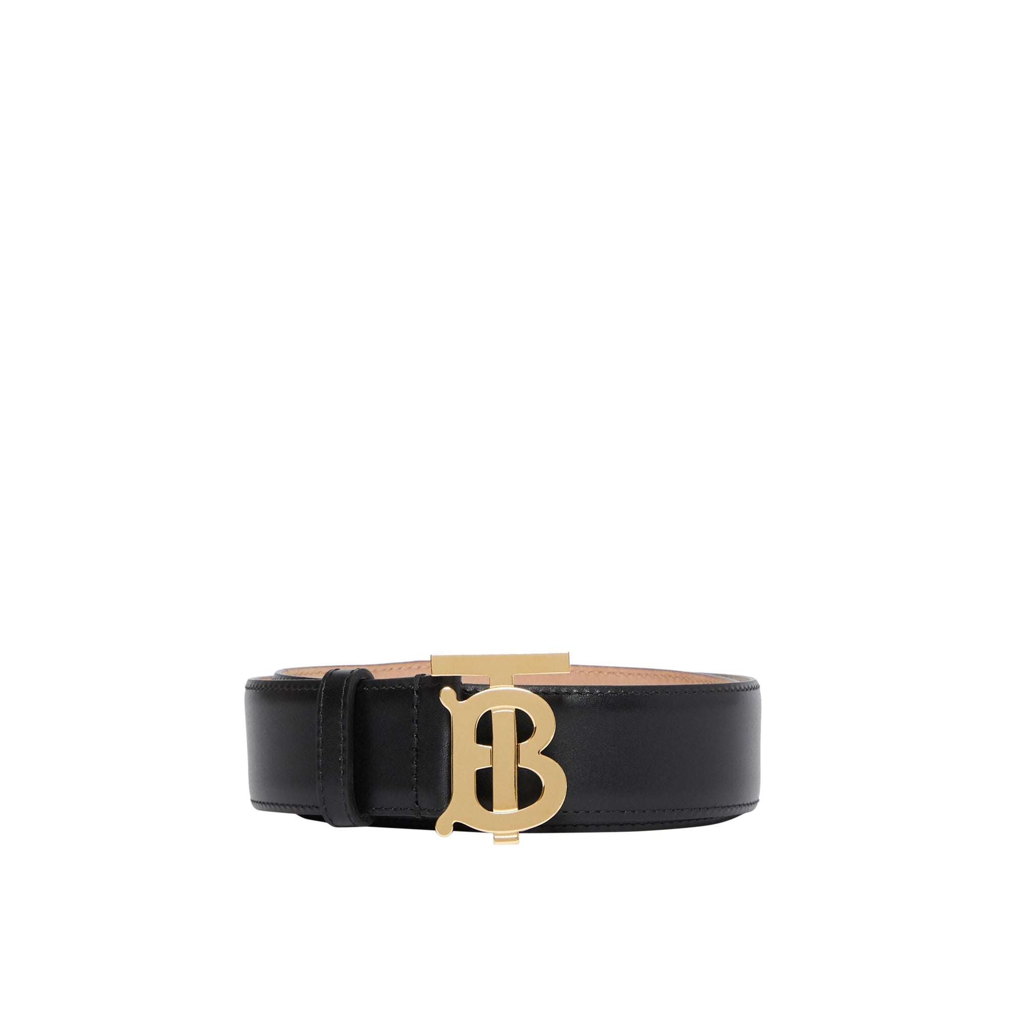 Ceinture en cuir Monogram épaisse - Black & Gold
