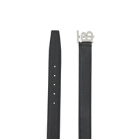 Ceinture TB en cuir grainé - Black & Silver