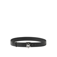Ceinture TB en cuir grainé - Black & Silver