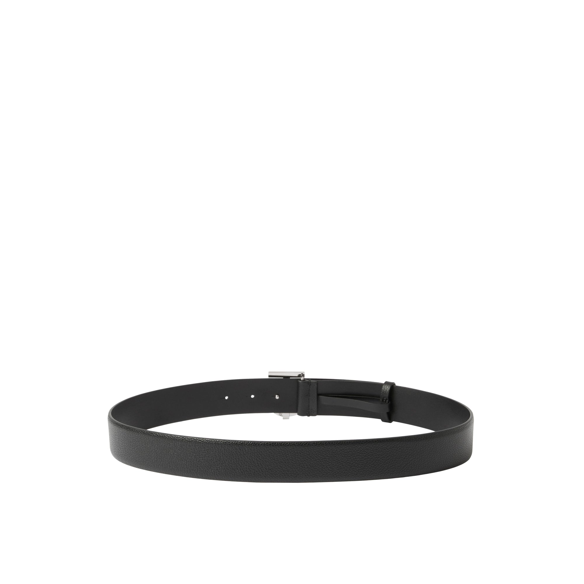 Ceinture TB en cuir grainé - Black & Silver