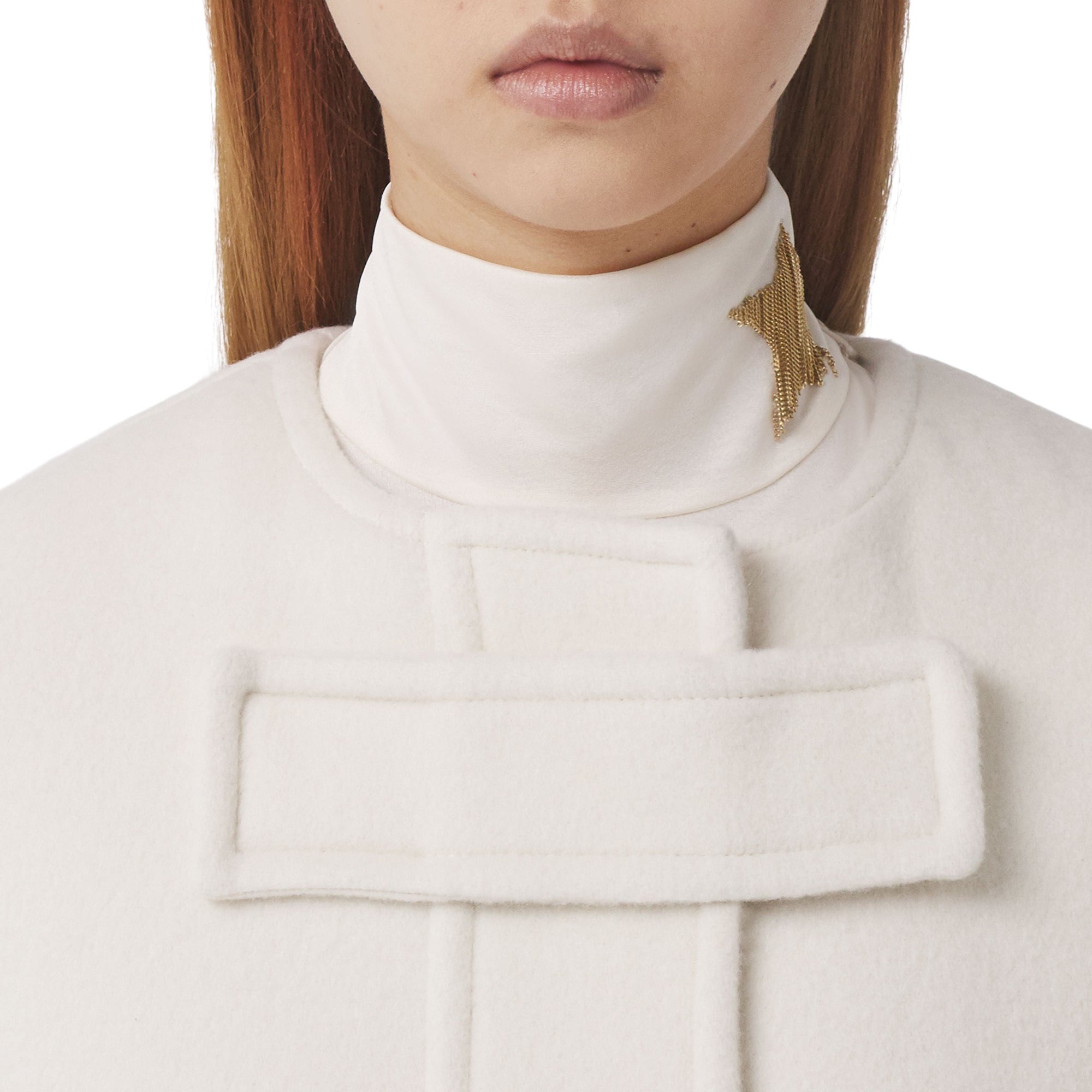 Duffle-coat en laine technique - Ivory Blush