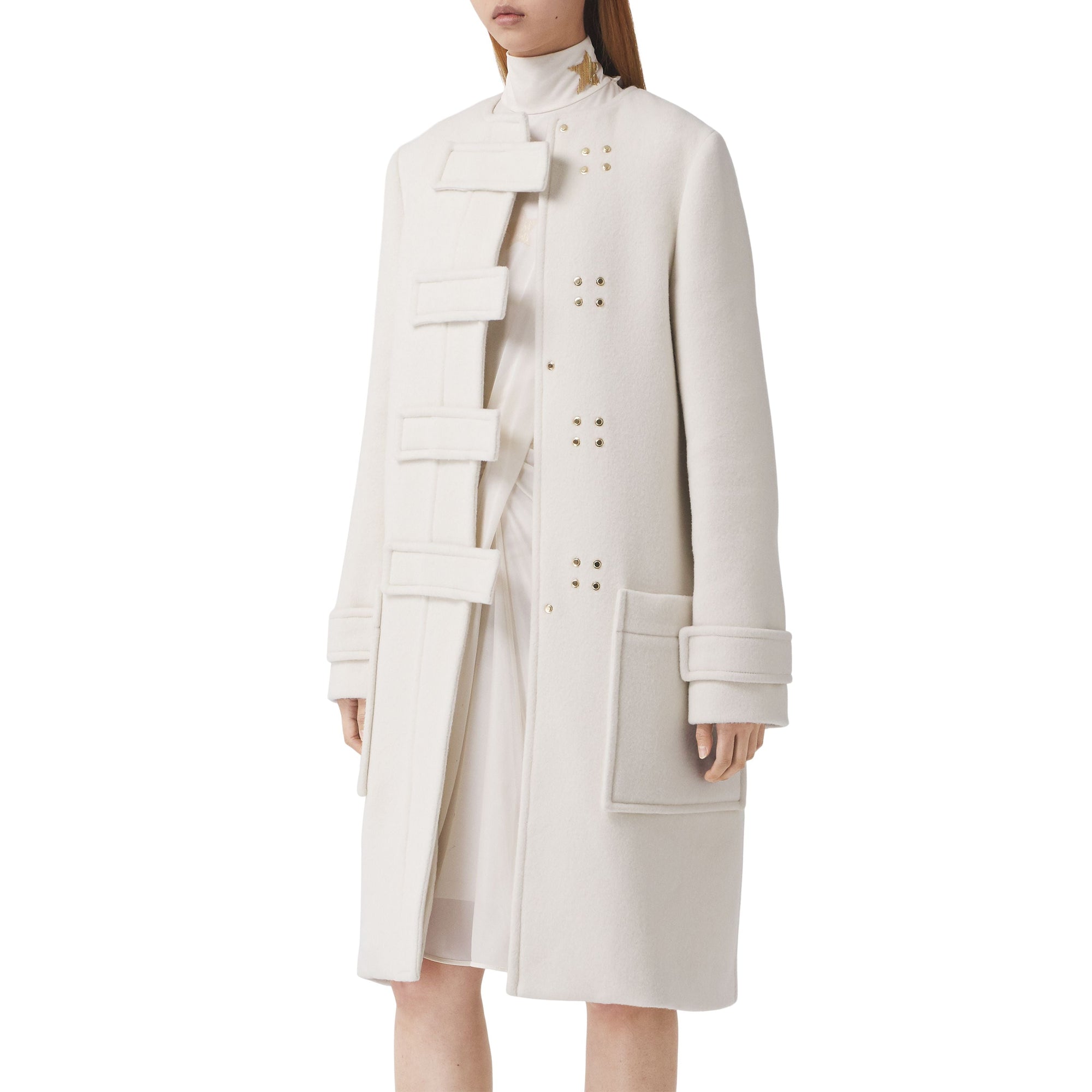 Duffle-coat en laine technique - Ivory Blush