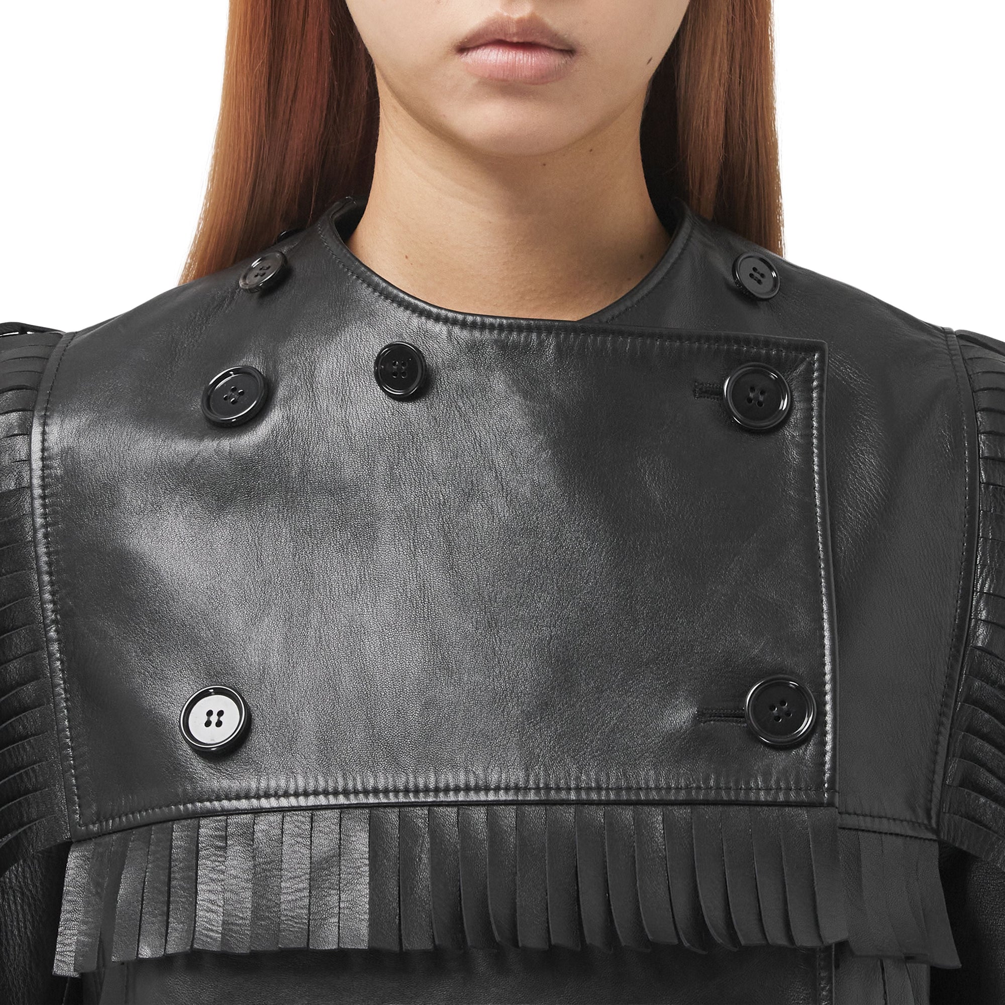 Trench court en cuir plongé - Black