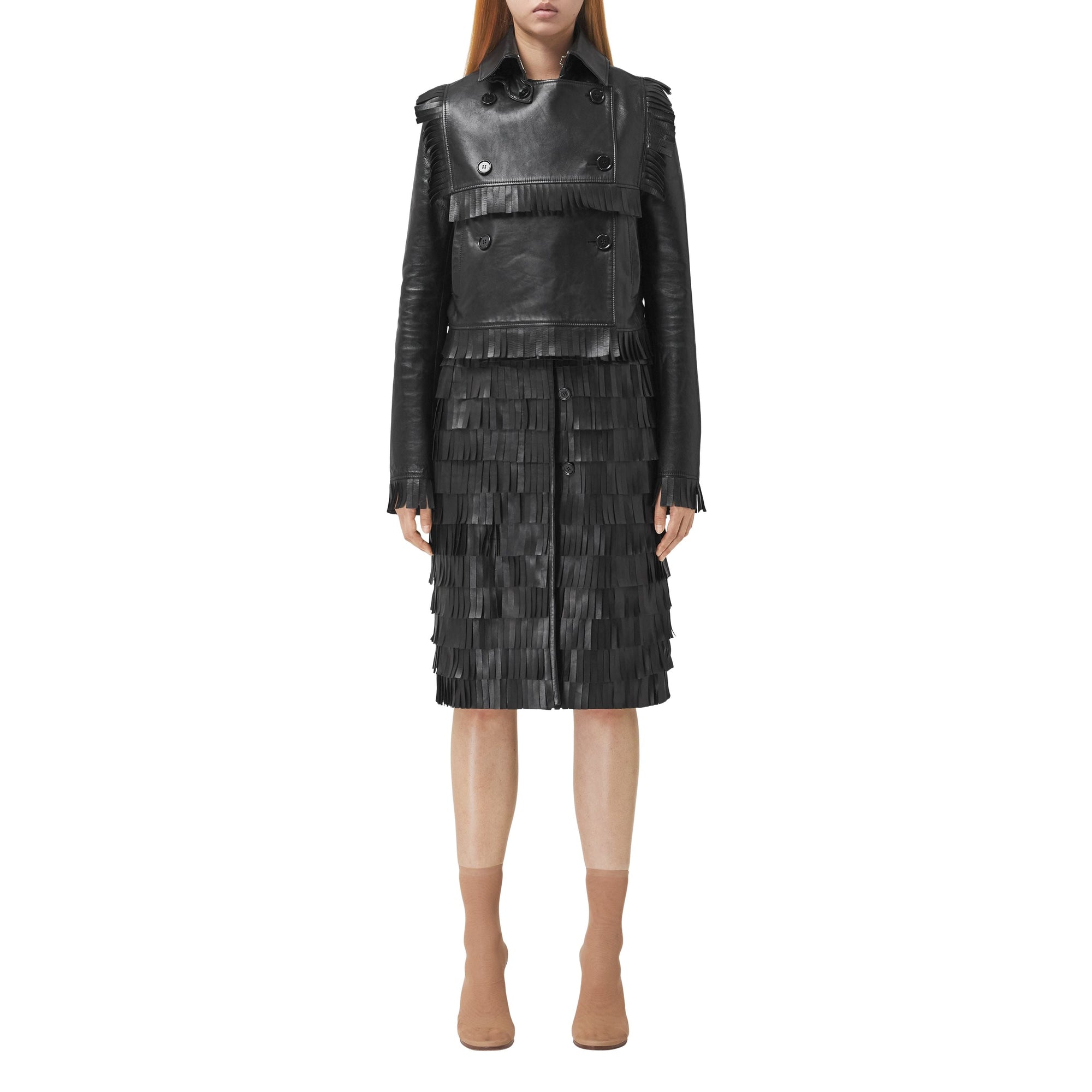 Trench court en cuir plongé - Black