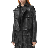 Trench court en cuir plongé - Black