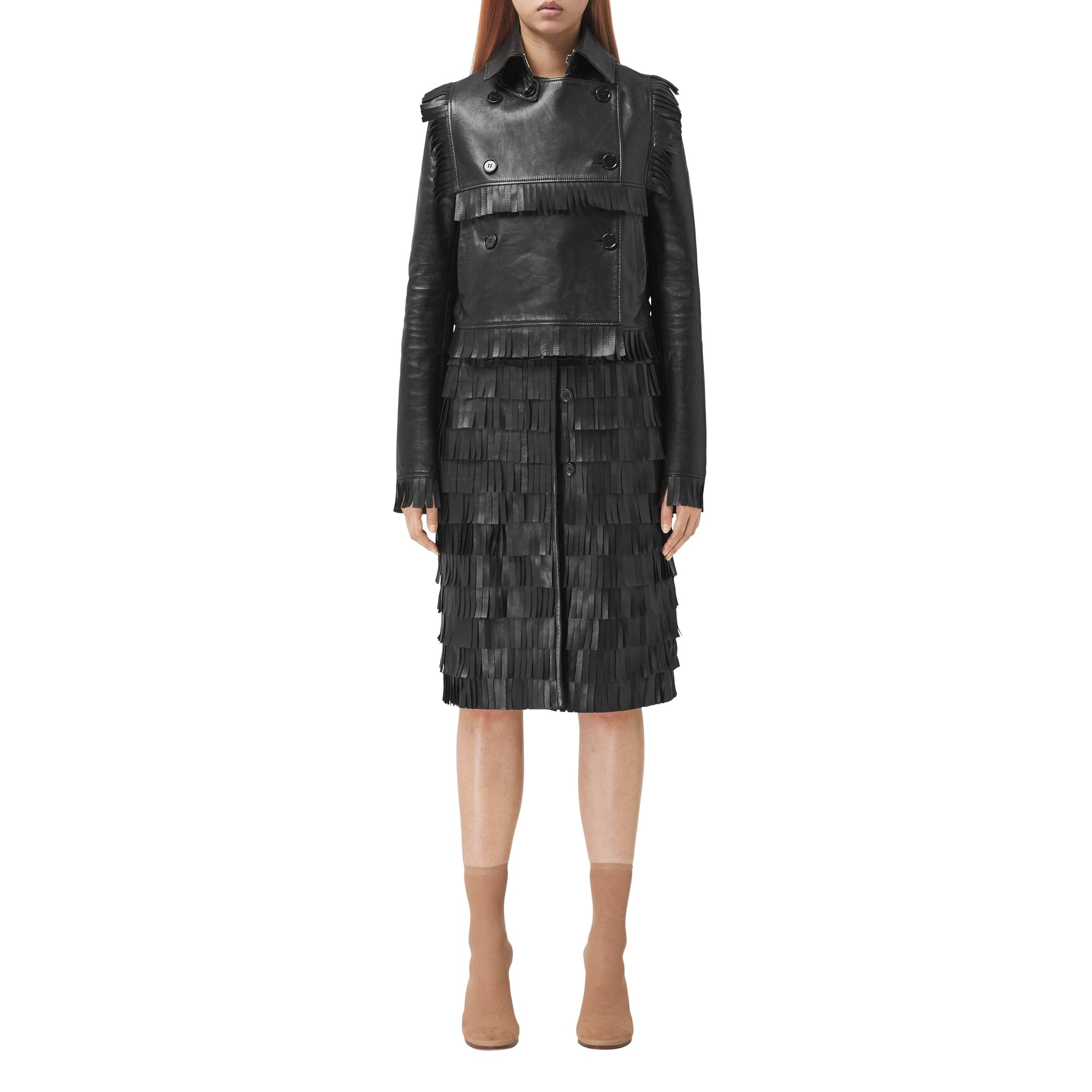 Trench court en cuir plongé - Black