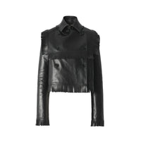 Trench court en cuir plongé - Black