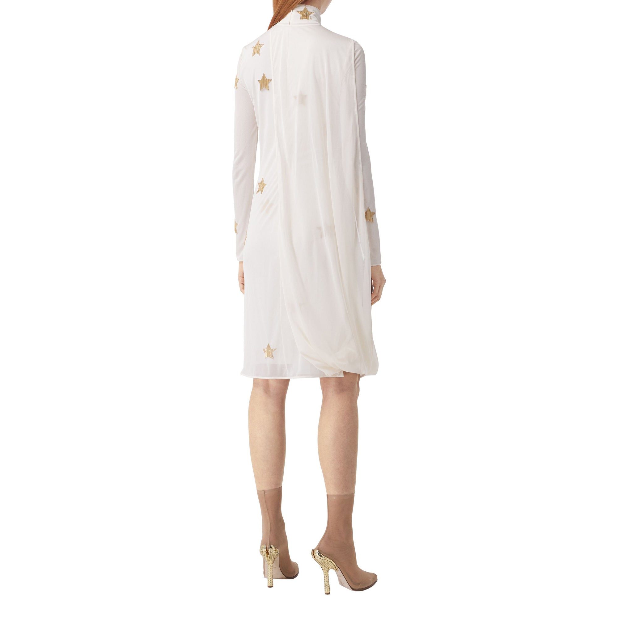 Robe froncée à manches longues et motif étoilé - Ivory Blush