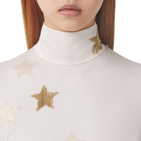 Robe froncée à manches longues et motif étoilé - Ivory Blush