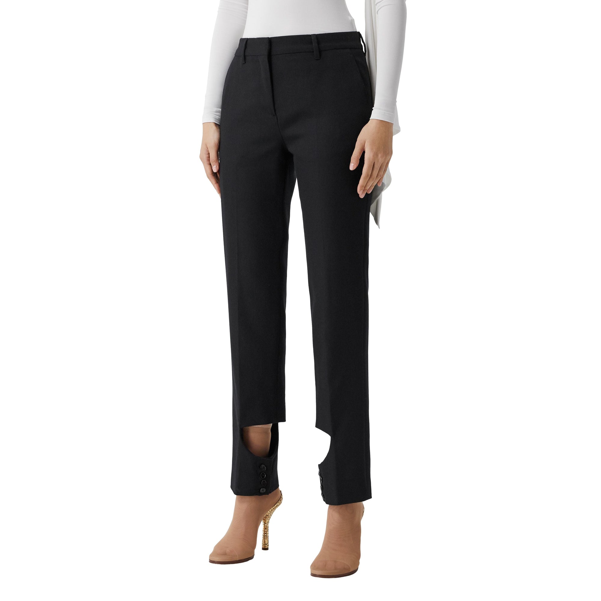 Pantalon tailleur en laine avec découpe - Black