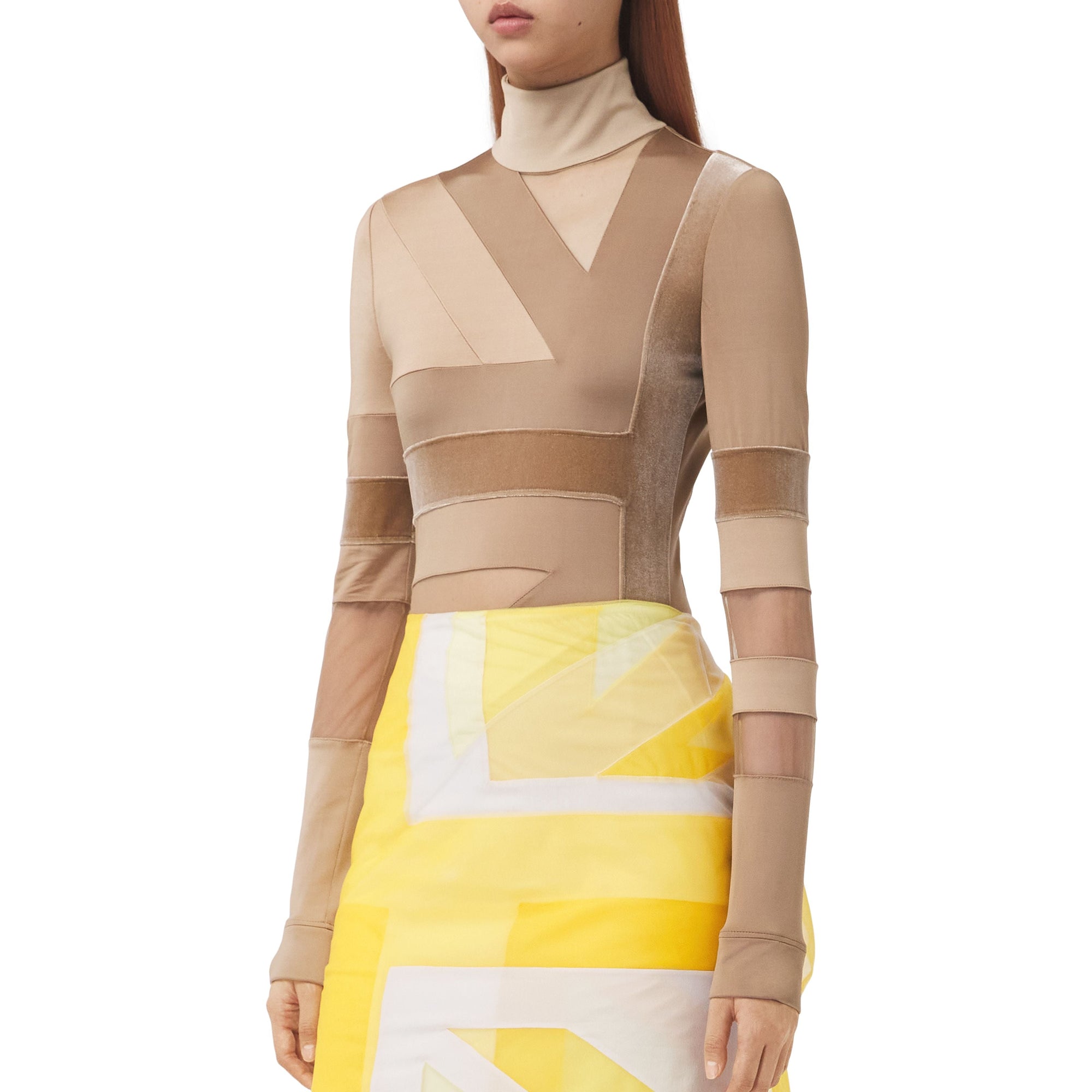 Body en jersey stretch à motif drapeau jacquard - Dark Biscuit