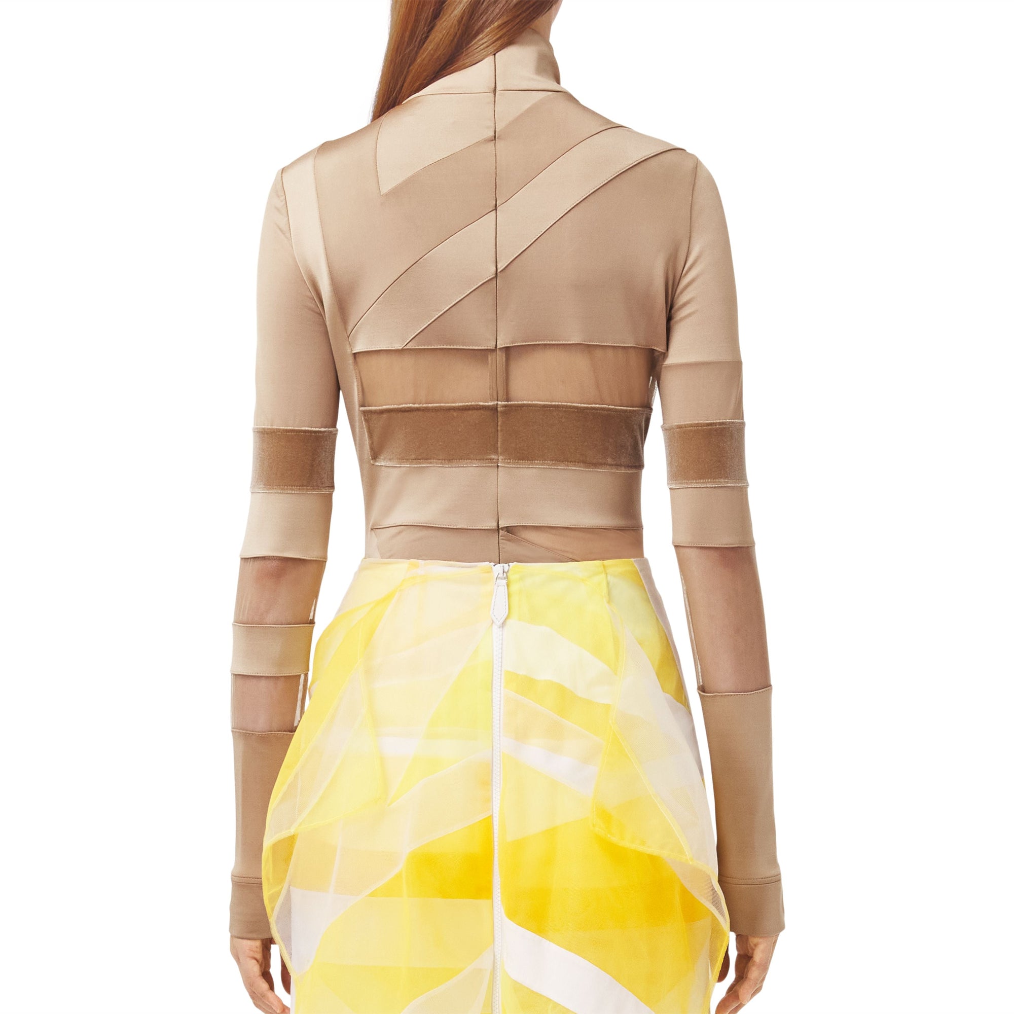 Body en jersey stretch à motif drapeau jacquard - Dark Biscuit