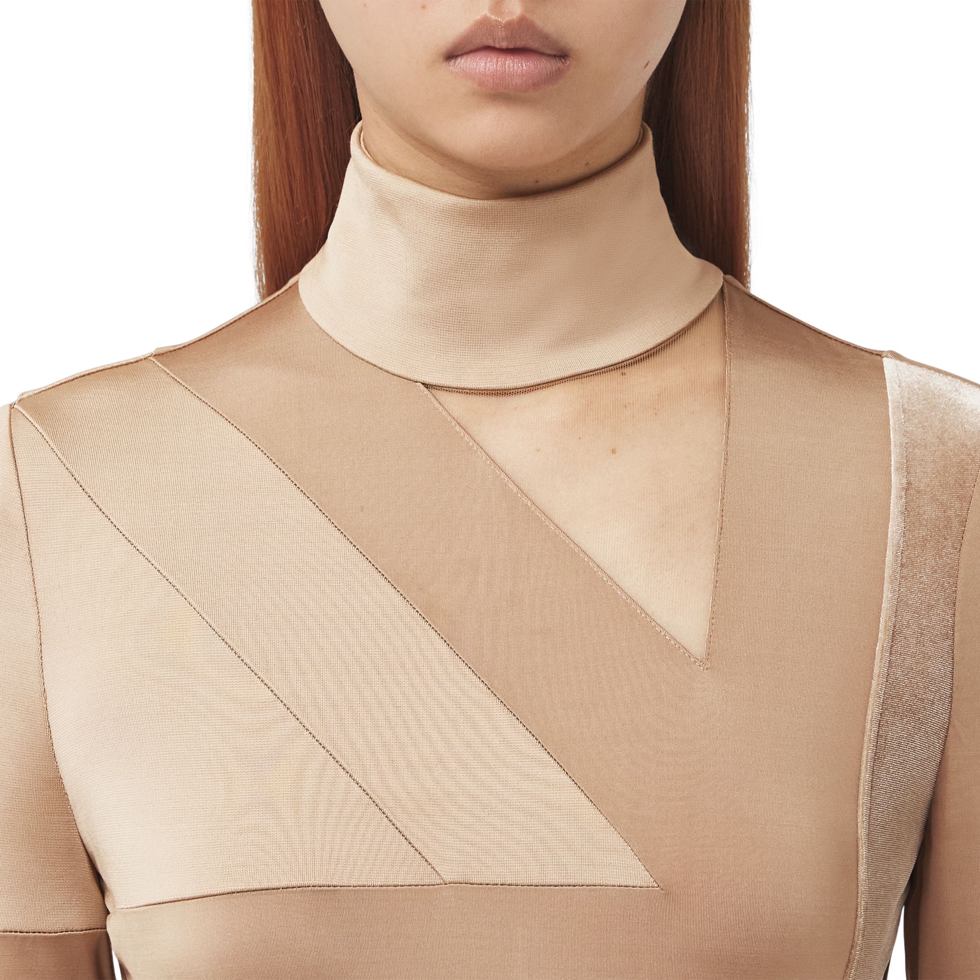 Body en jersey stretch à motif drapeau jacquard - Dark Biscuit