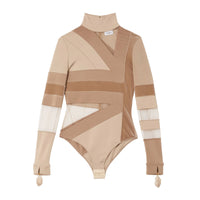 Body en jersey stretch à motif drapeau jacquard - Dark Biscuit