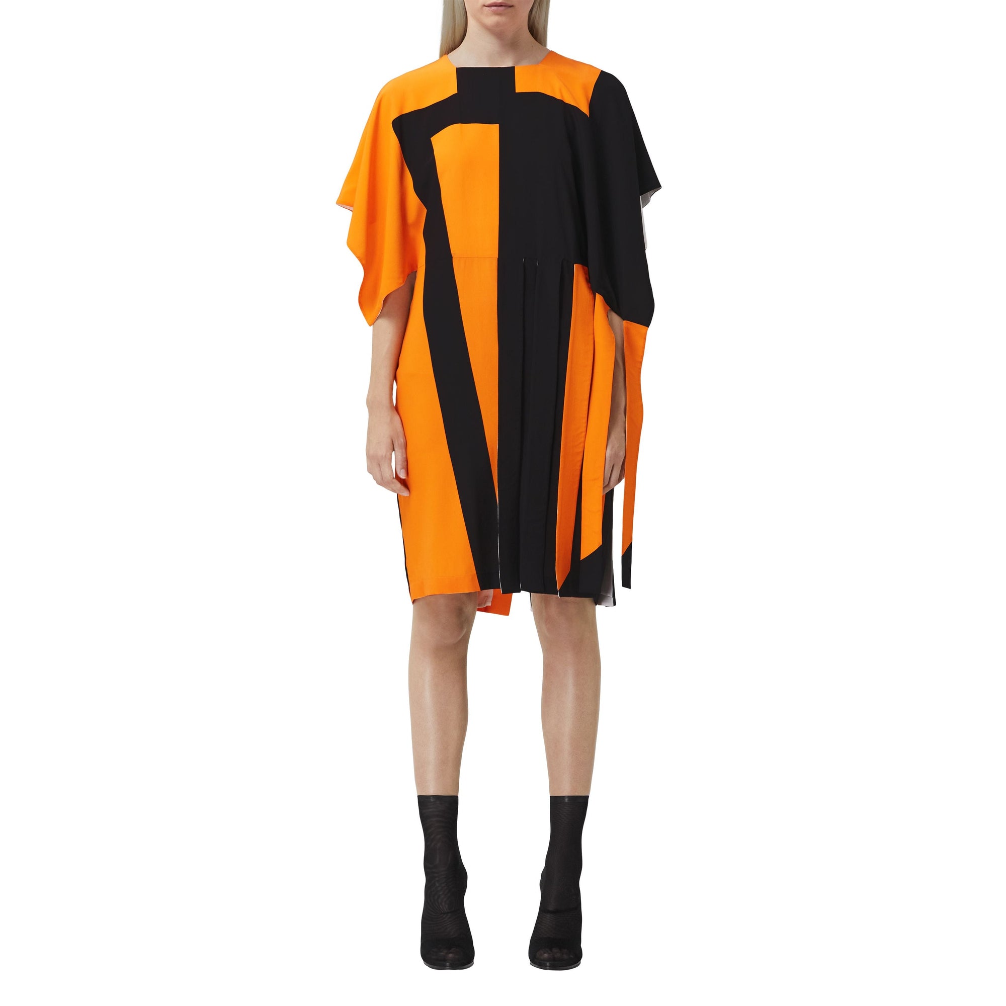 Robe cape en crêpe de soie - Bright Orange