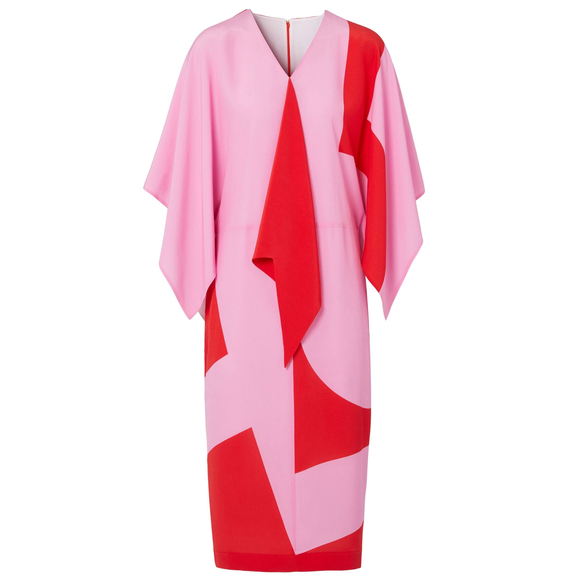 Robe cape en crêpe de soie à imprimé géométrique - Primrose Pink