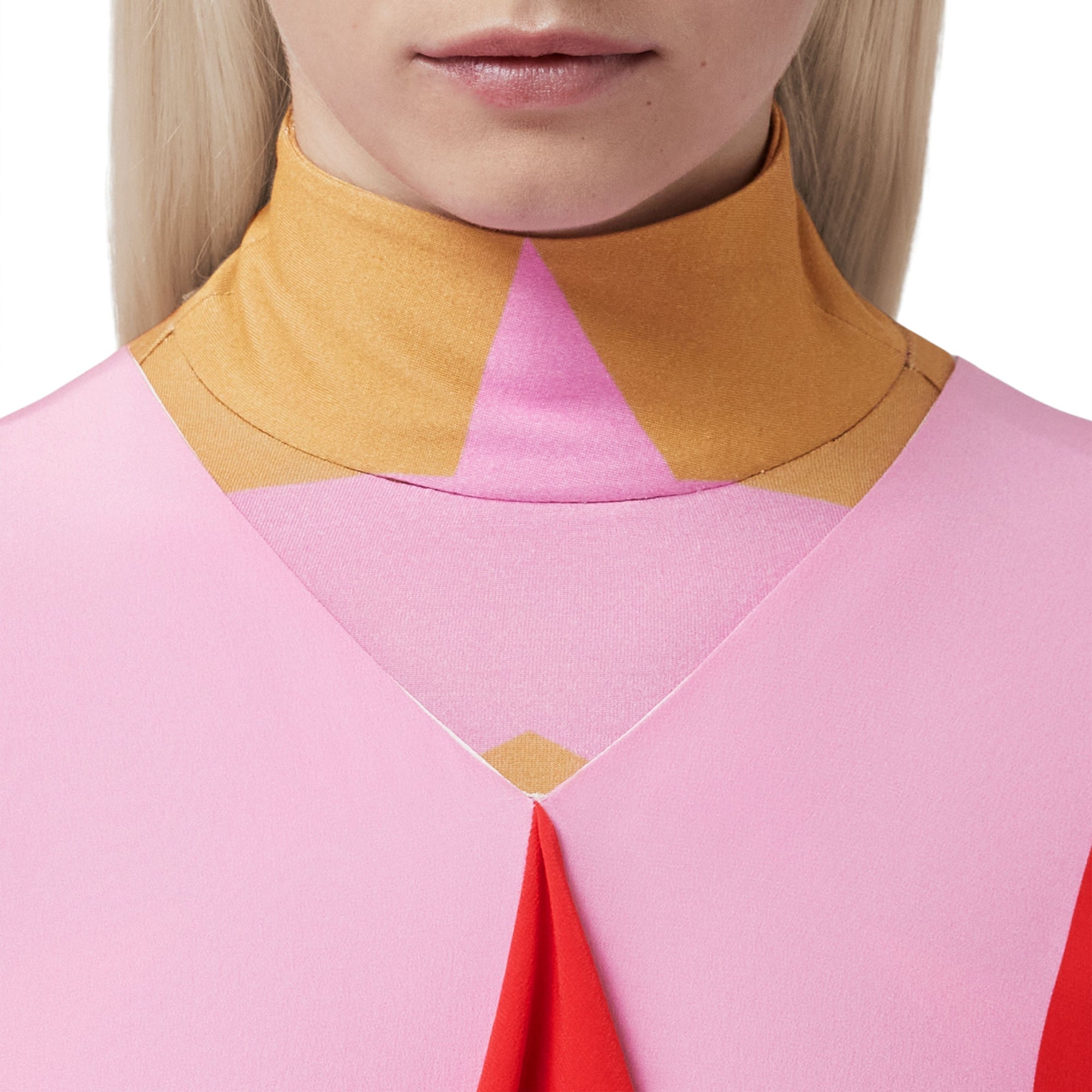 Robe cape en crêpe de soie à imprimé géométrique - Primrose Pink
