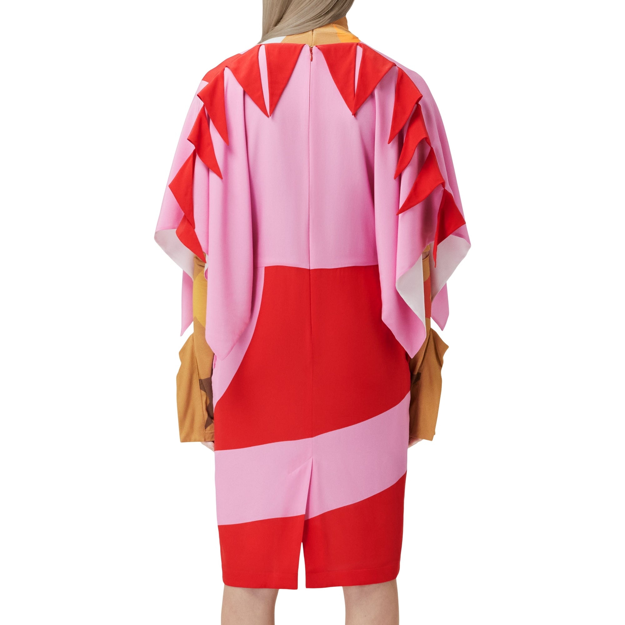 Robe cape en crêpe de soie à imprimé géométrique - Primrose Pink