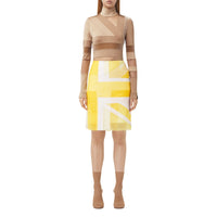 Jupe en tulle et soie avec drapeau jacquard - Pale Tulip Yellow