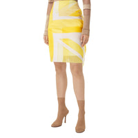 Jupe en tulle et soie avec drapeau jacquard - Pale Tulip Yellow