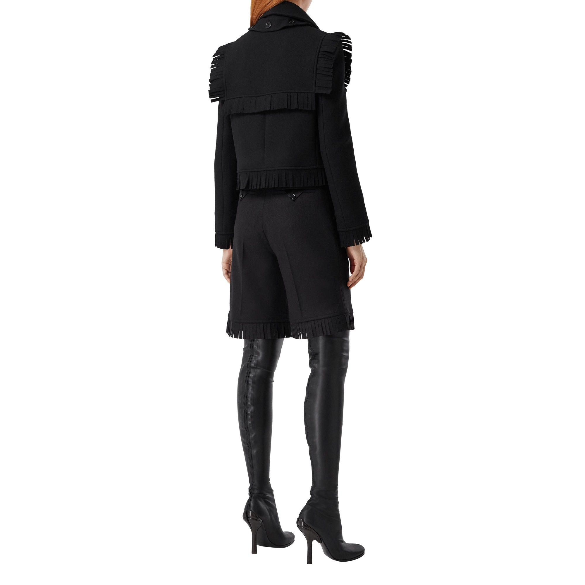 Short en laine à franges - Black