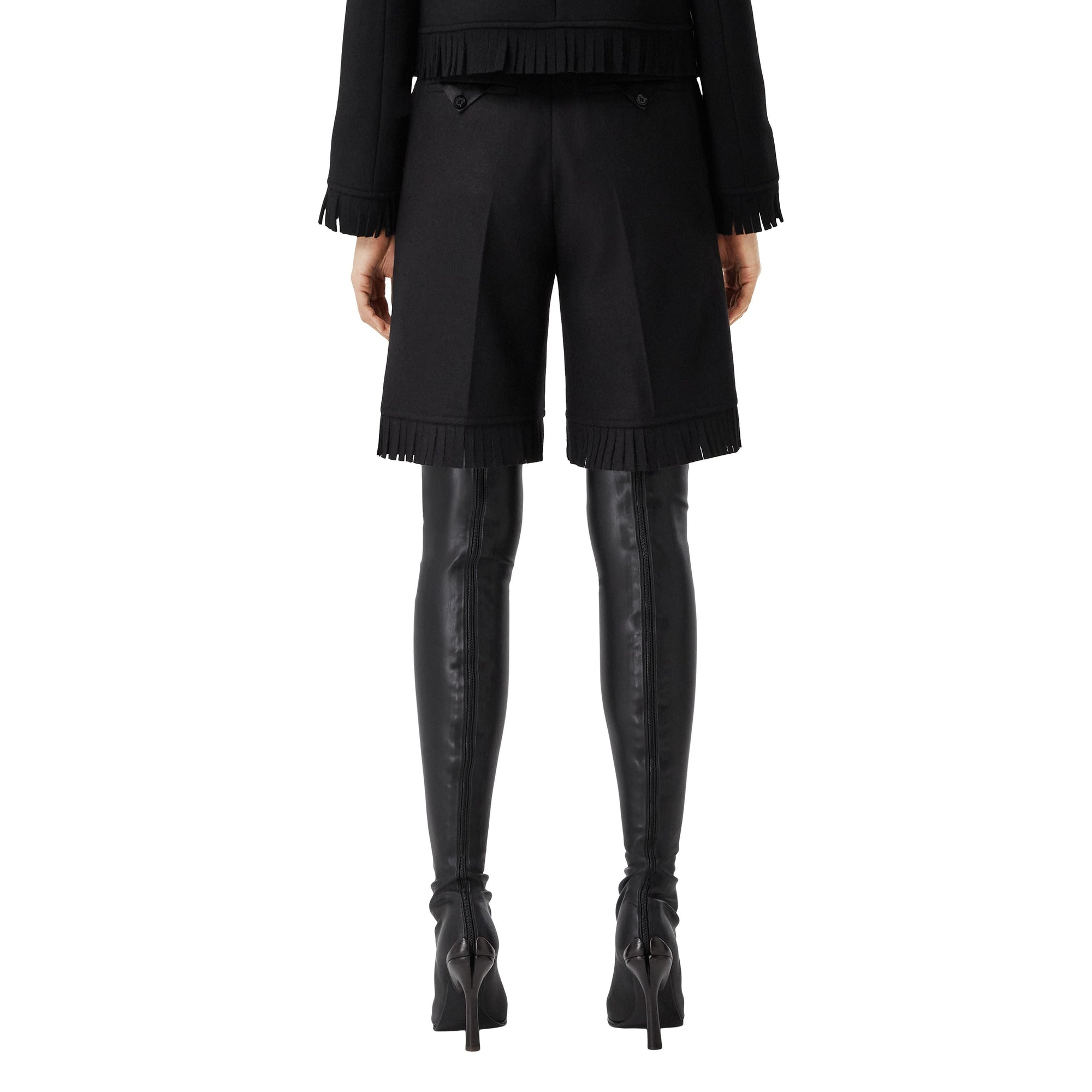 Short en laine à franges - Black
