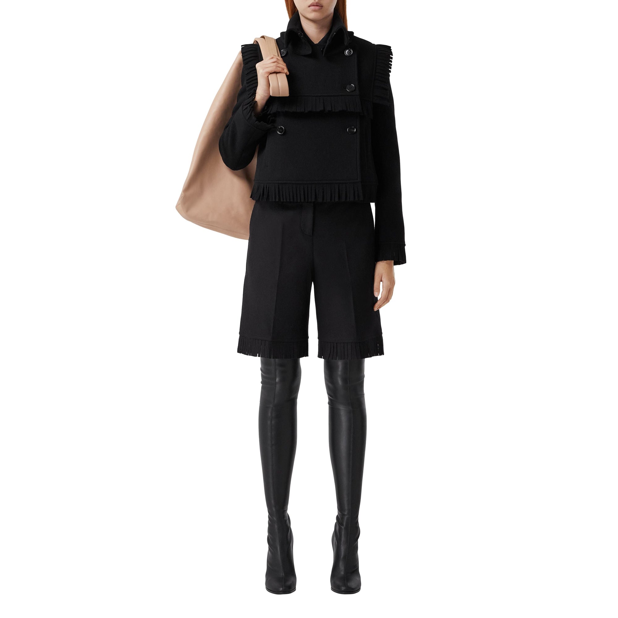 Short en laine à franges - Black