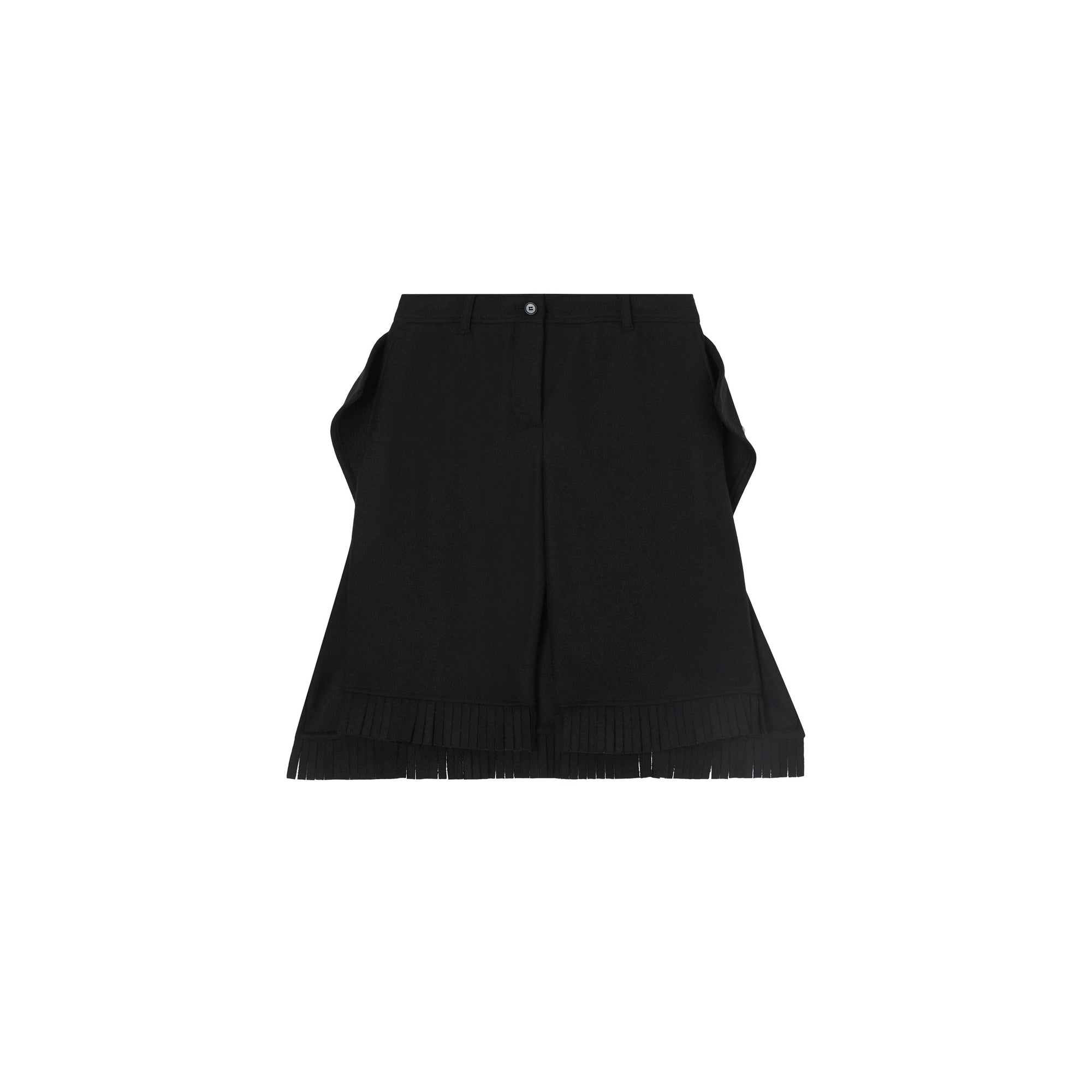Short en laine à franges - Black