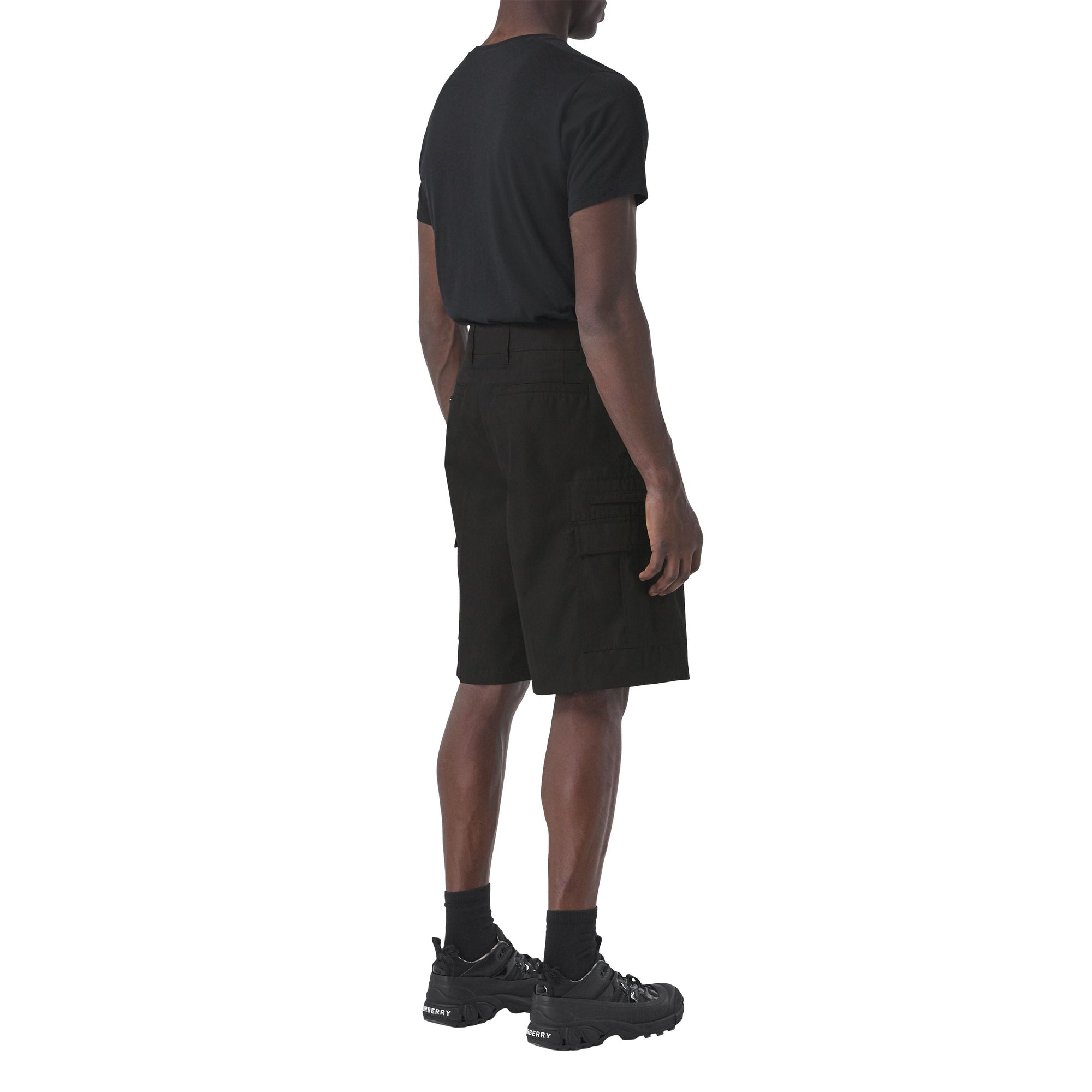 Short en gabardine de coton à boucle en D - Black
