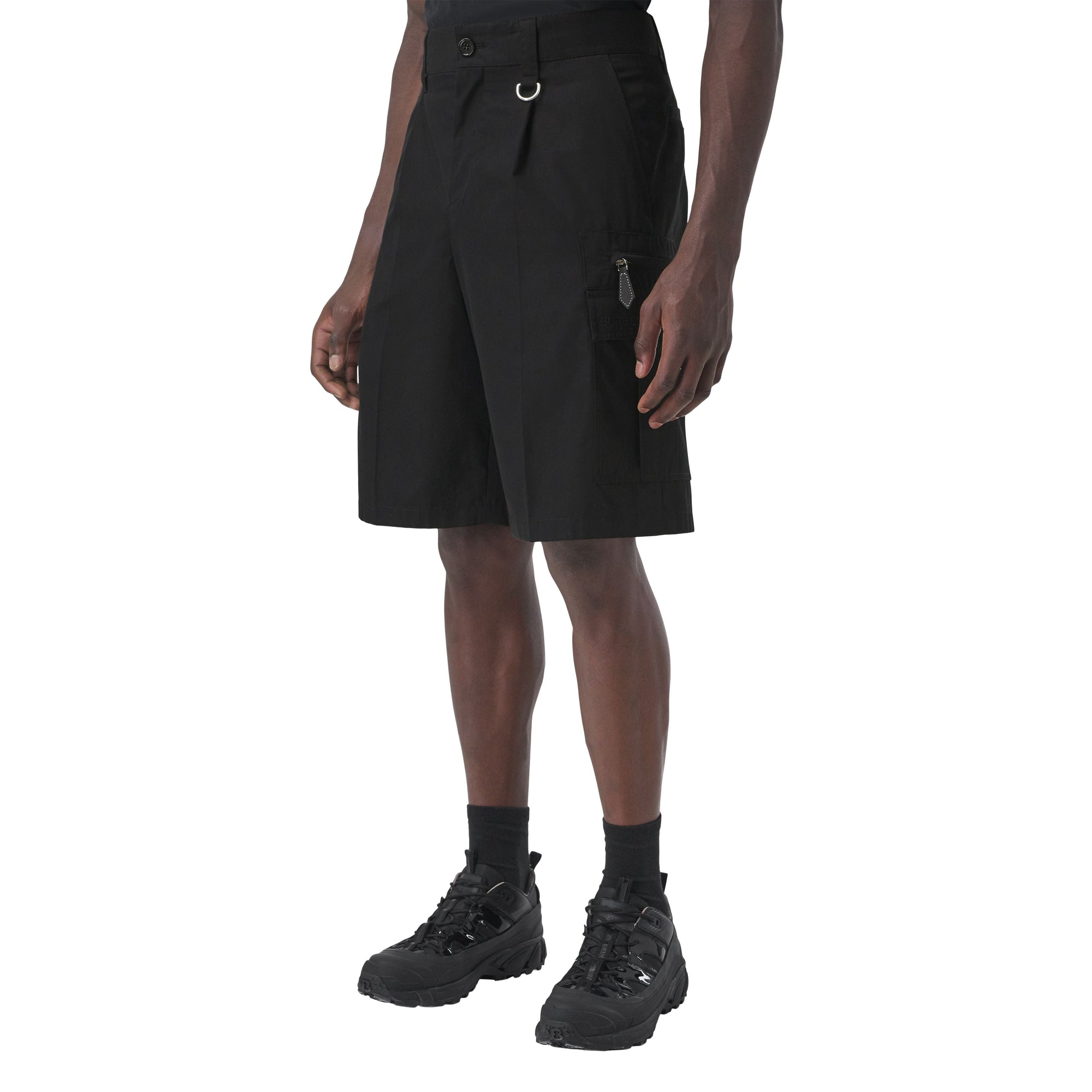 Short en gabardine de coton à boucle en D - Black