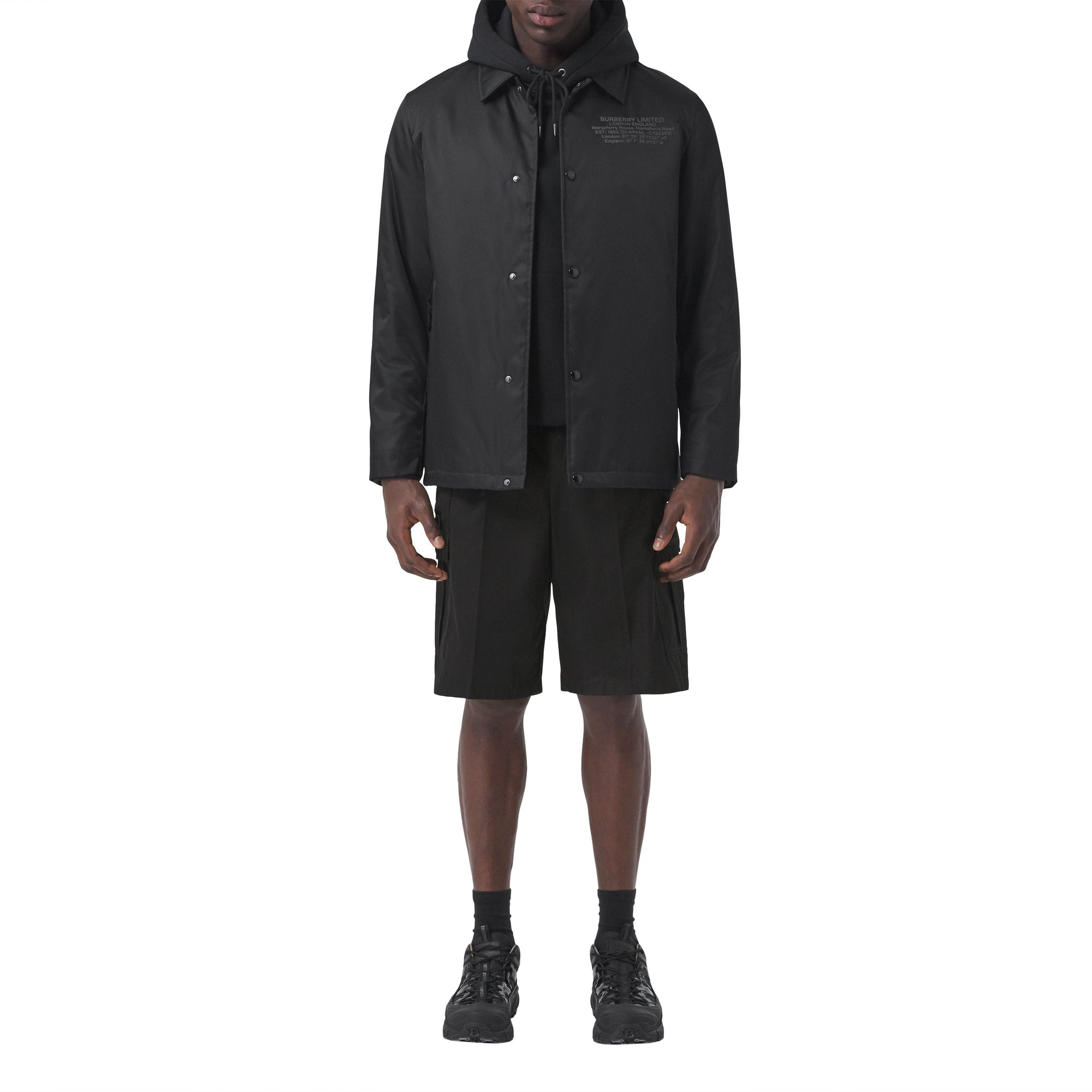Short en gabardine de coton à boucle en D - Black