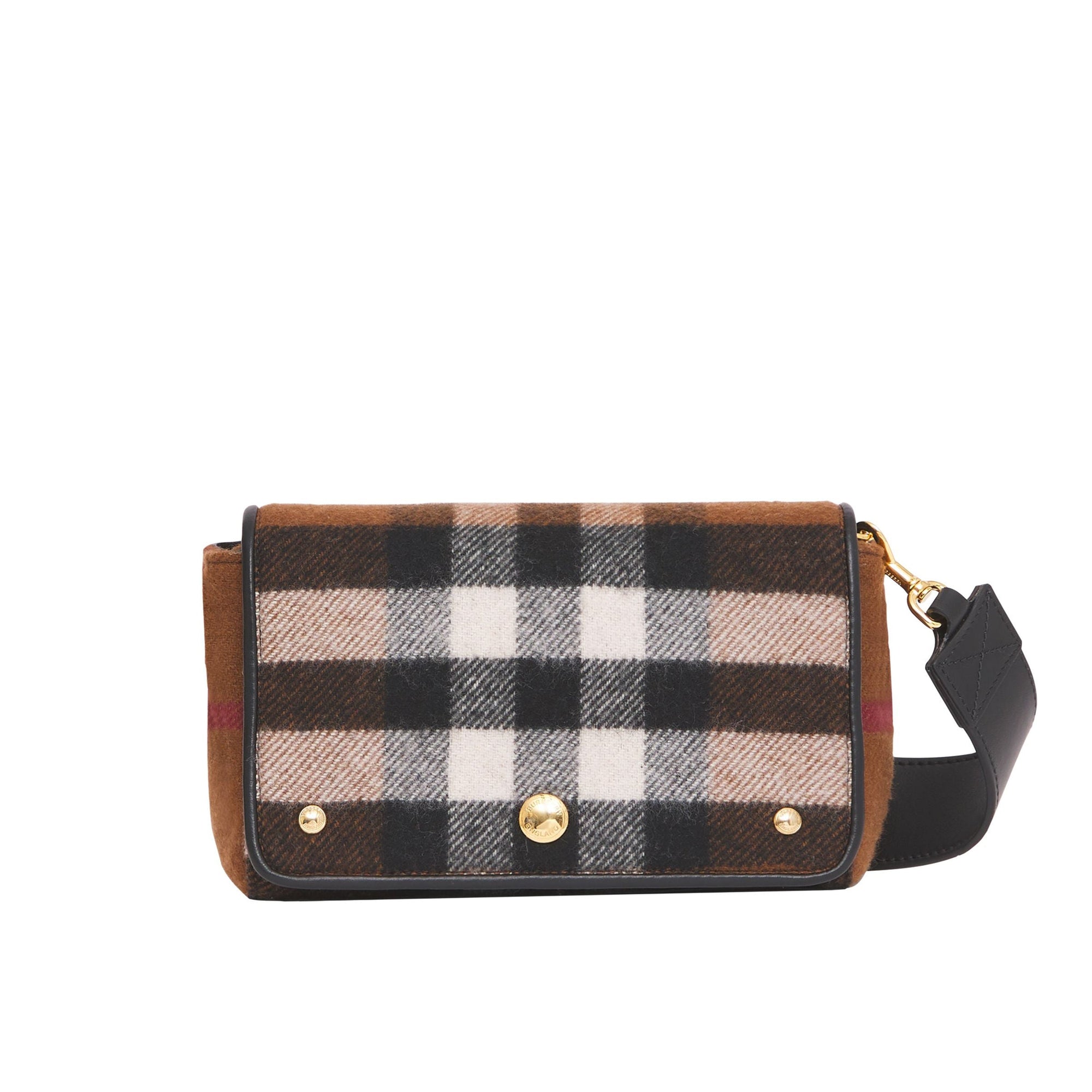 Petit sac à bandoulière en cachemire Check - Birch Brown