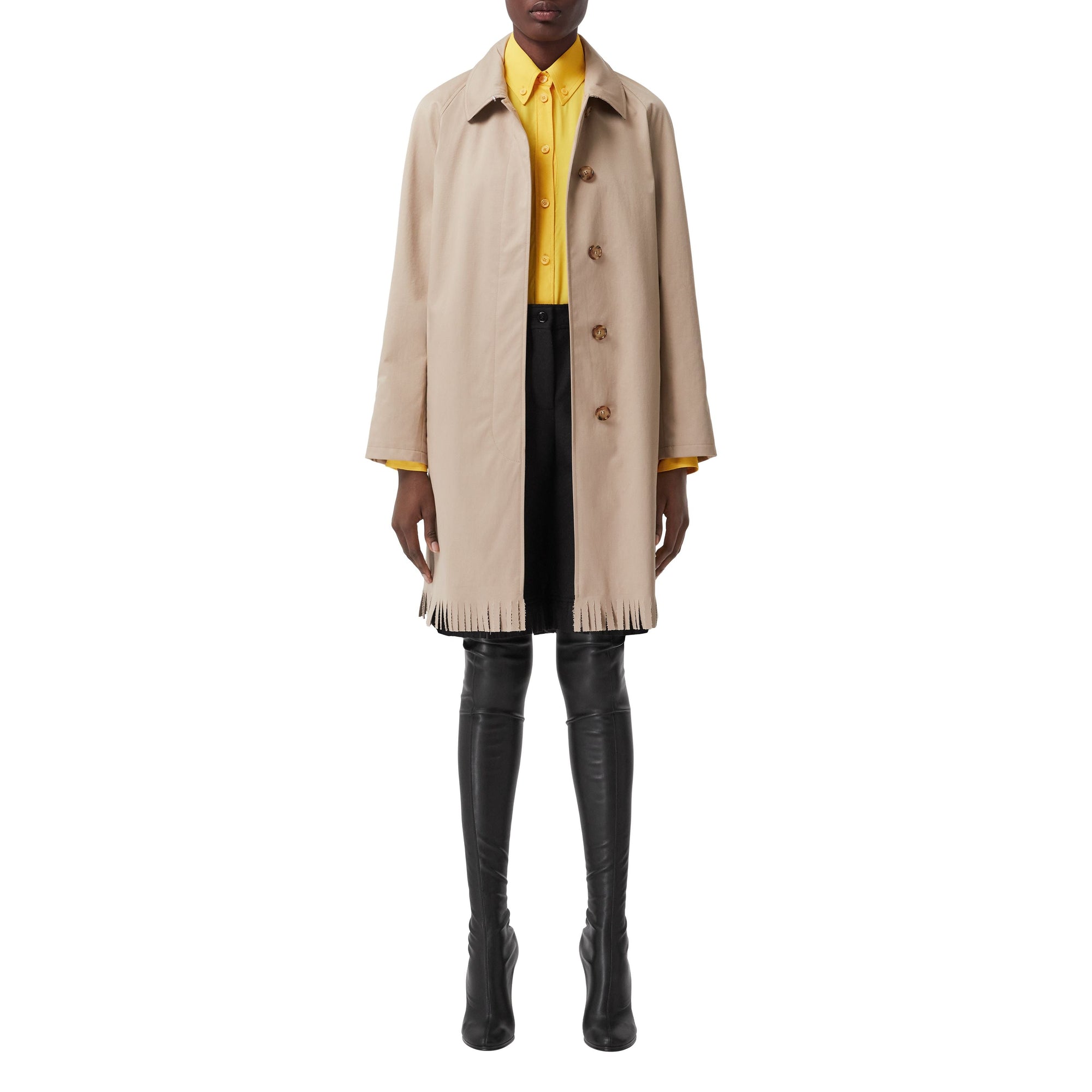 Trench à franges en gabardine de coton - Soft Fawn