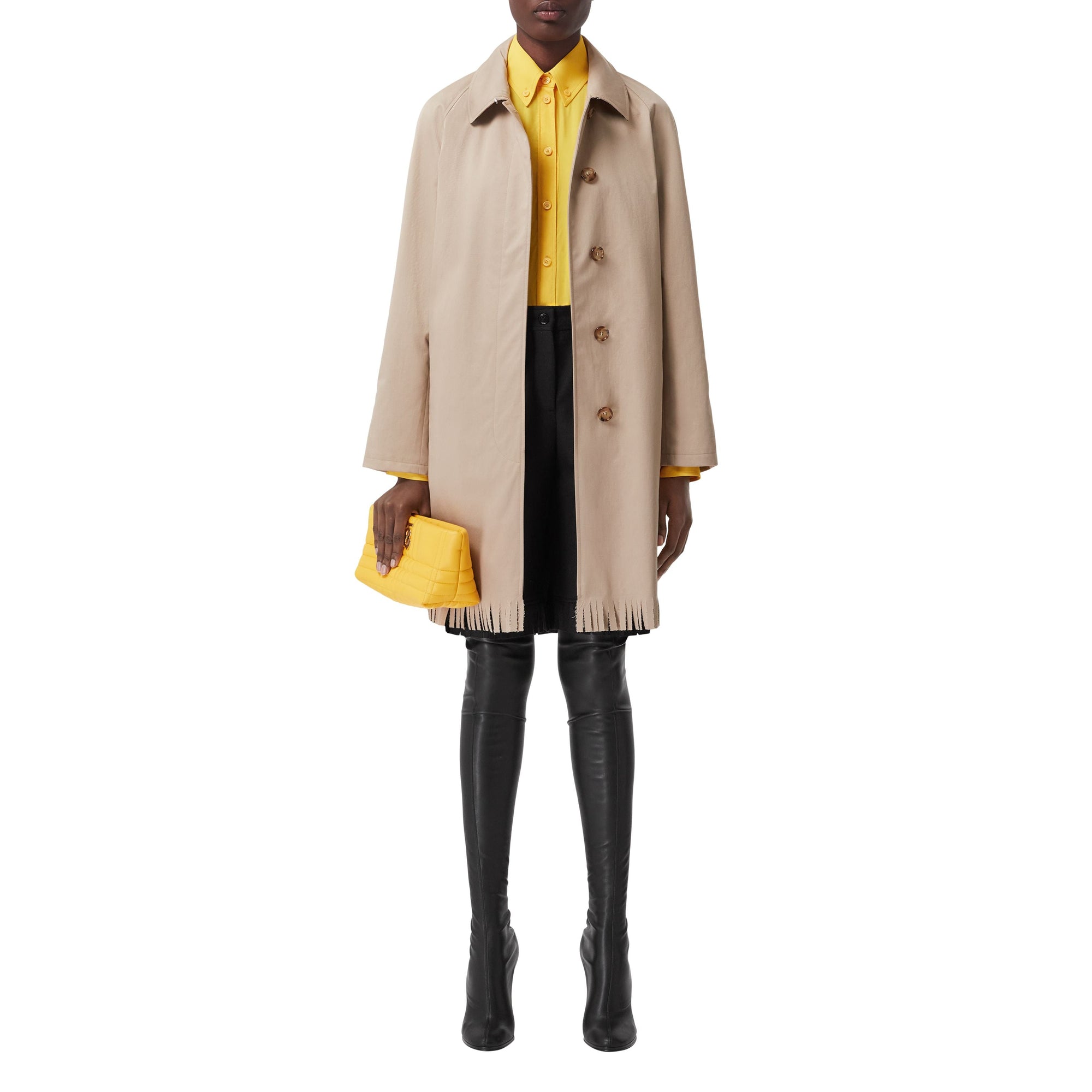 Trench à franges en gabardine de coton - Soft Fawn