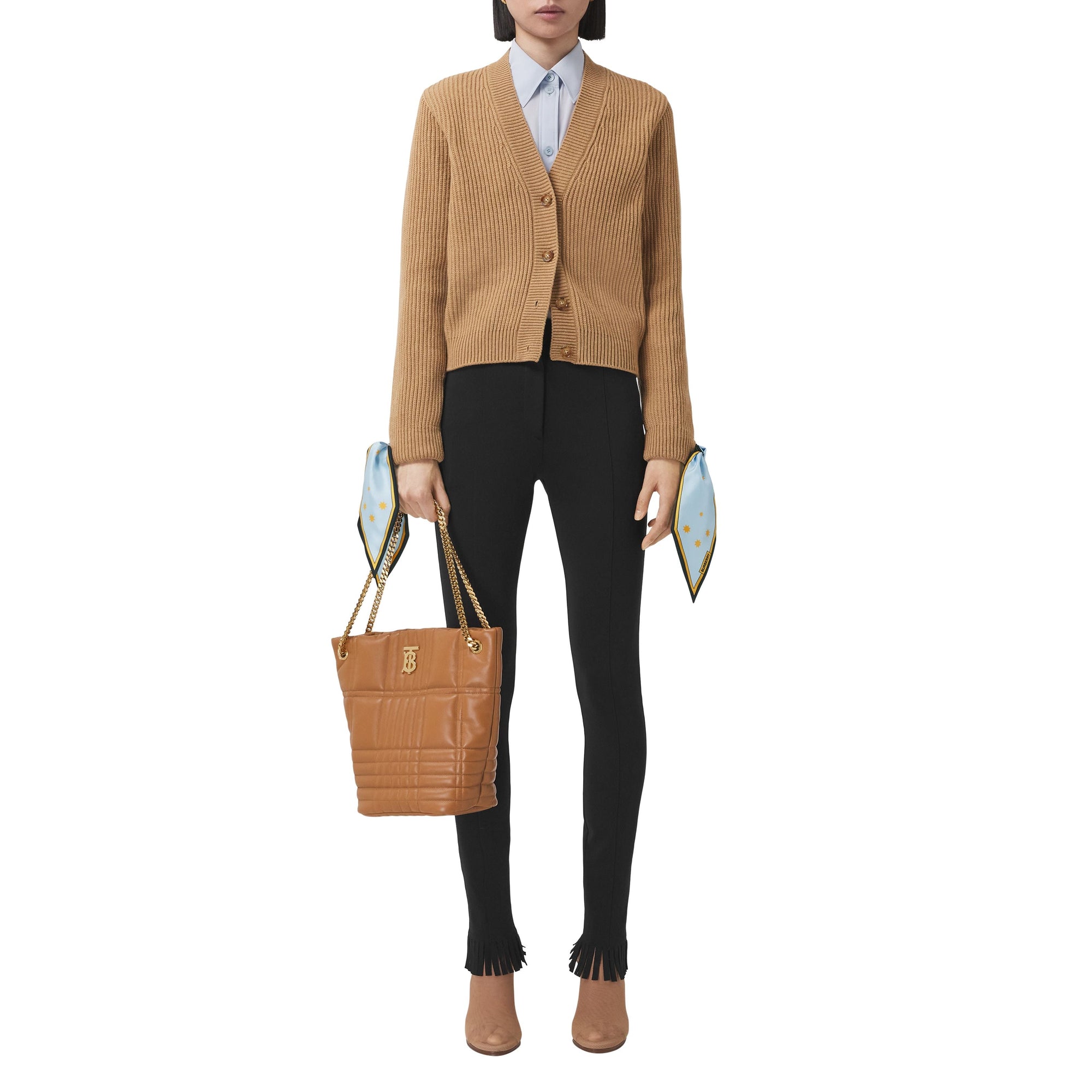 Cardigan en laine avec nœuds - Camel