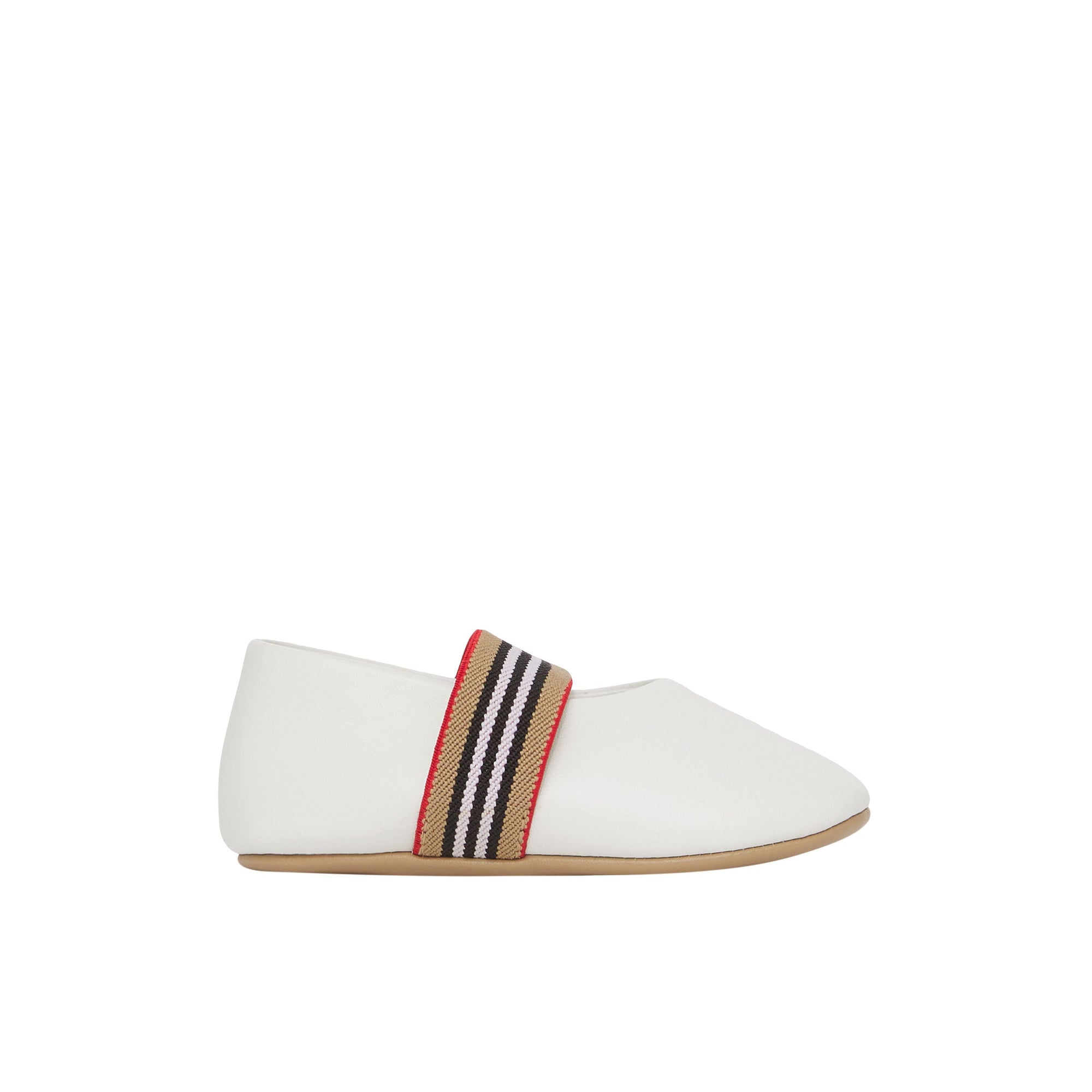 Ballerines à rayures iconiques en cuir - Optic White