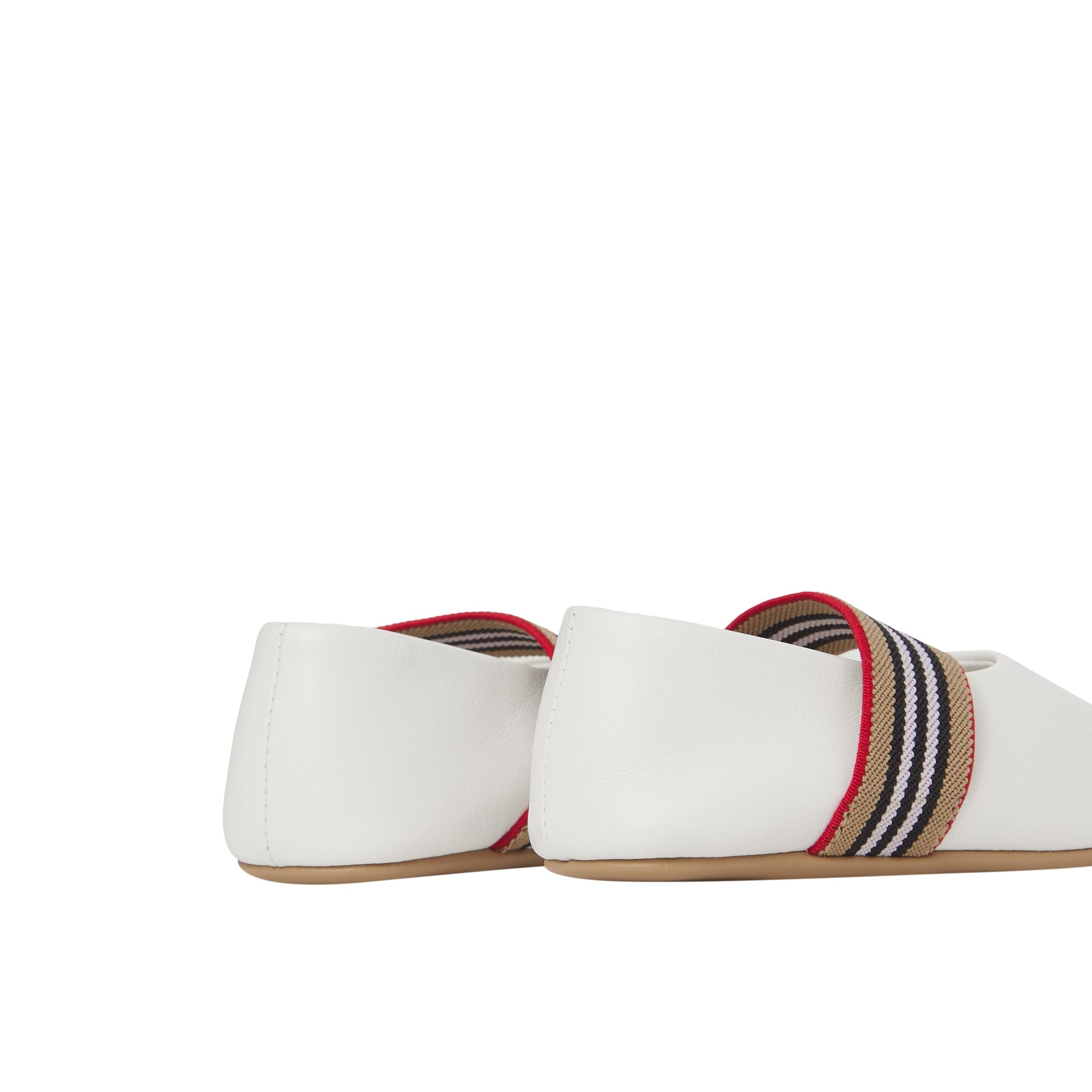 Ballerines à rayures iconiques en cuir - Optic White