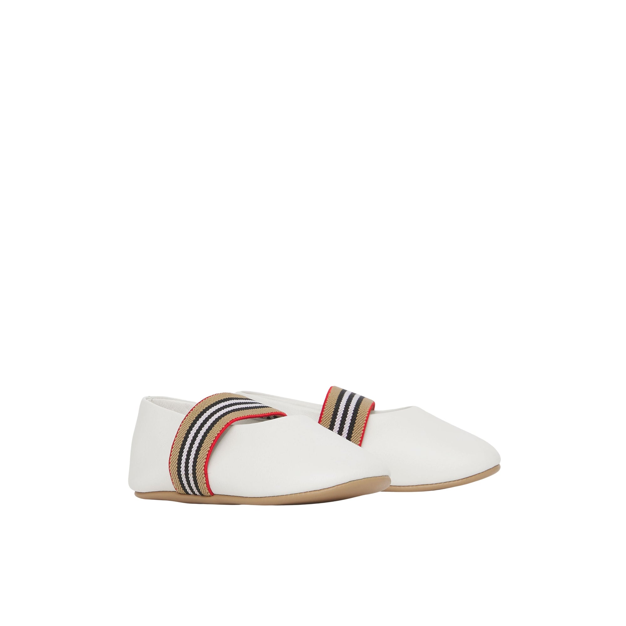 Ballerines à rayures iconiques en cuir - Optic White