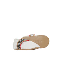 Ballerines à rayures iconiques en cuir - Optic White