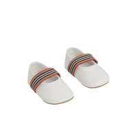 Ballerines à rayures iconiques en cuir - Optic White